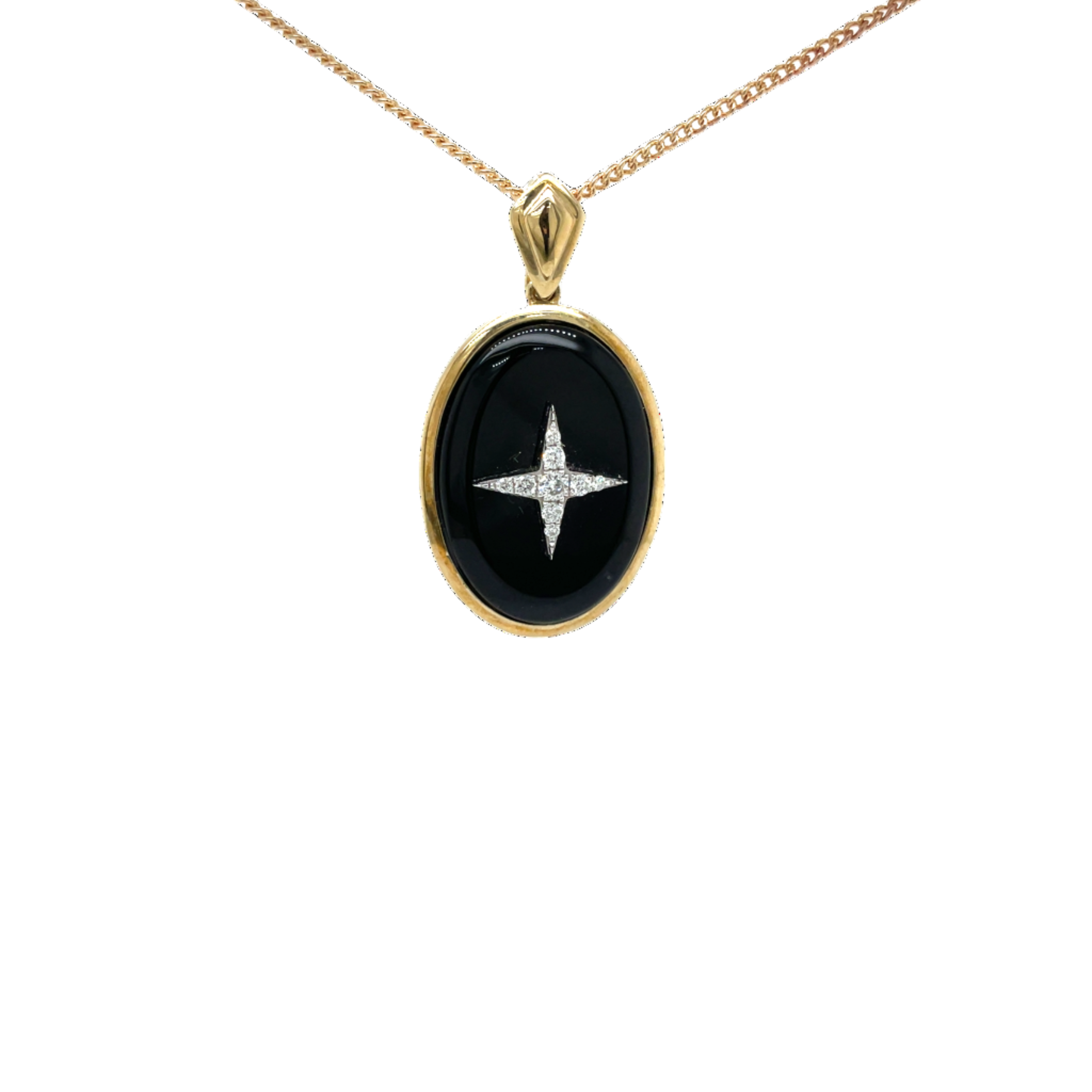 9ct Yellow Gold Onyx and Diamond Star Enhancer