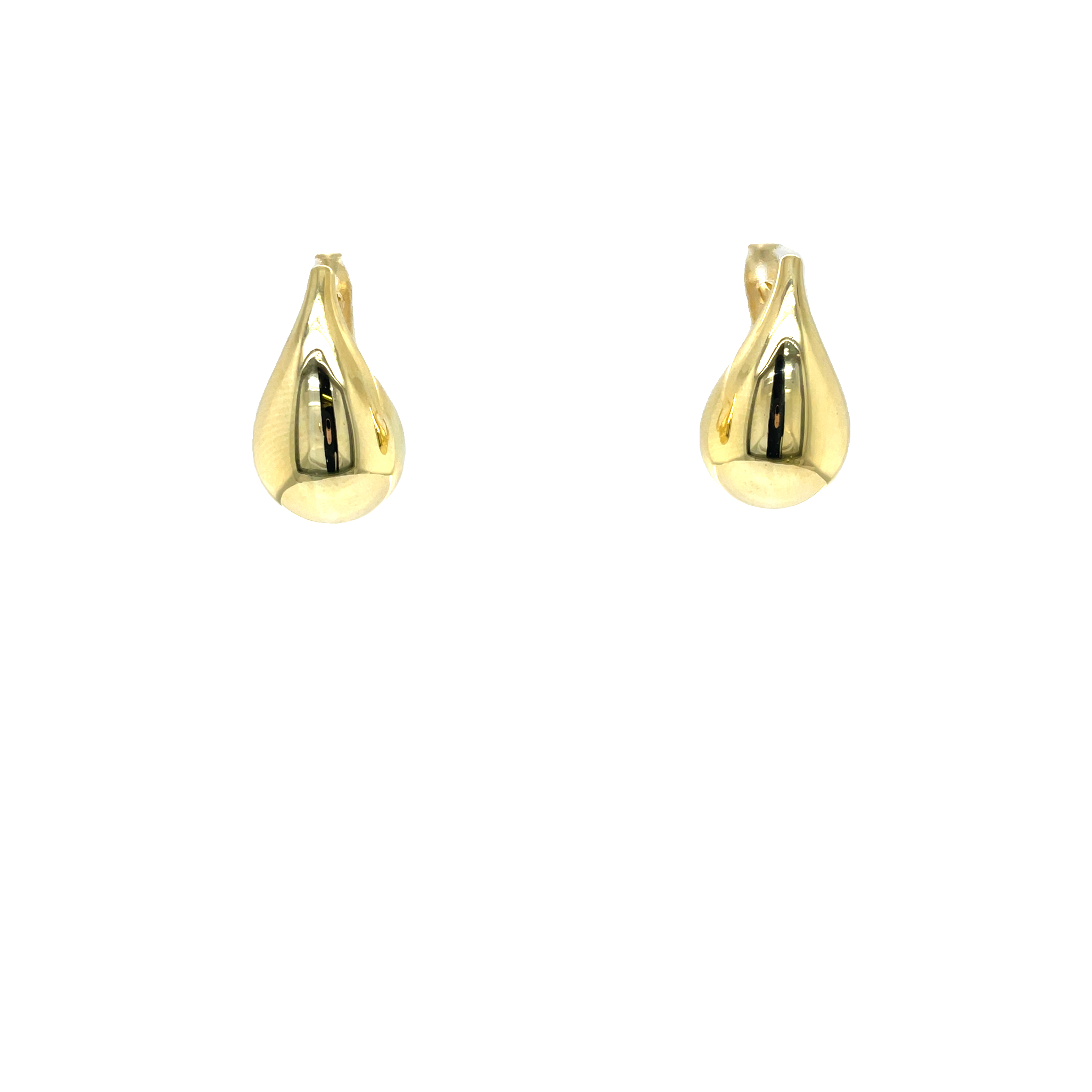 Sterling Silver Yellow Gold Plate Teardrop Huggies
