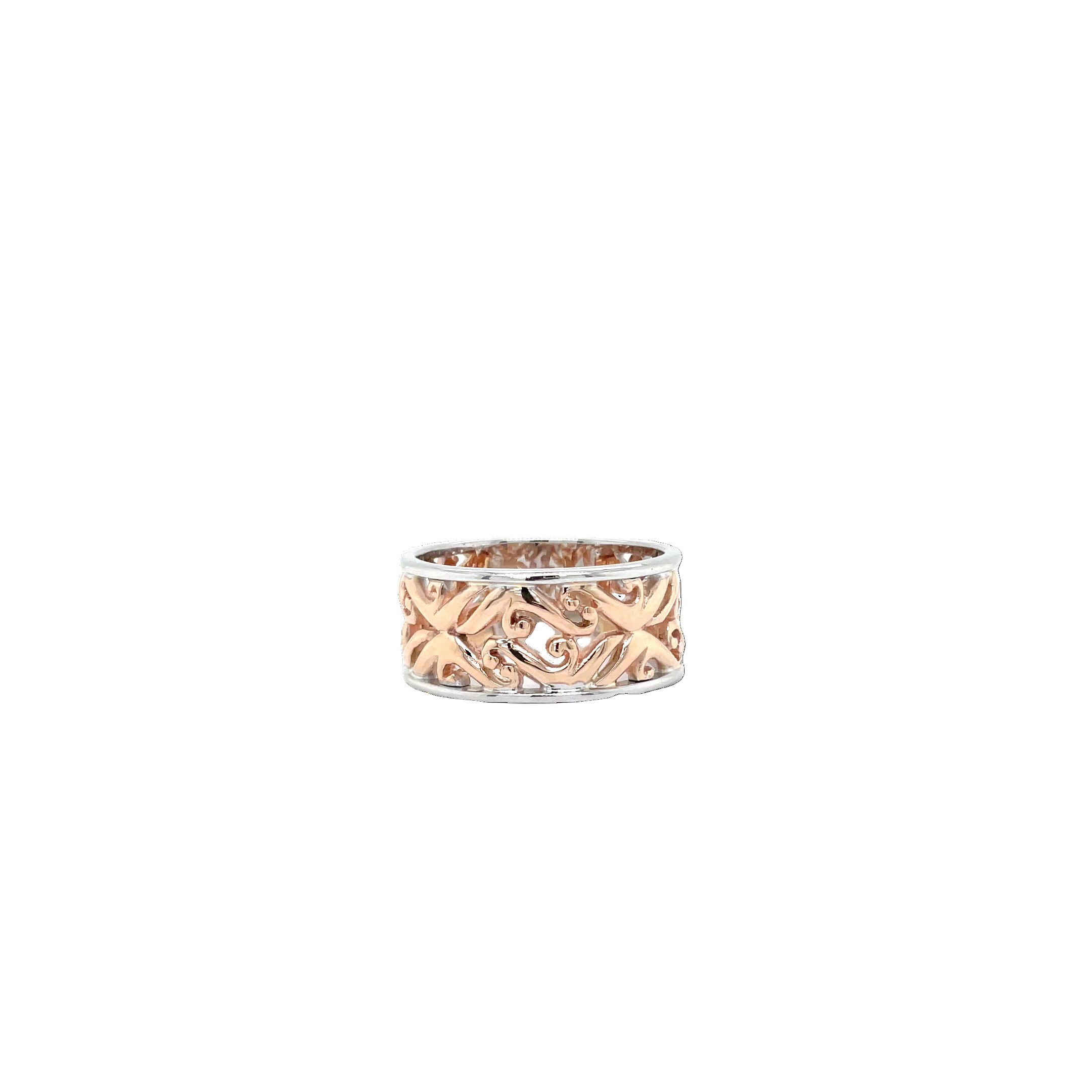9ct Rose and White Gold Filagree Dress Ring