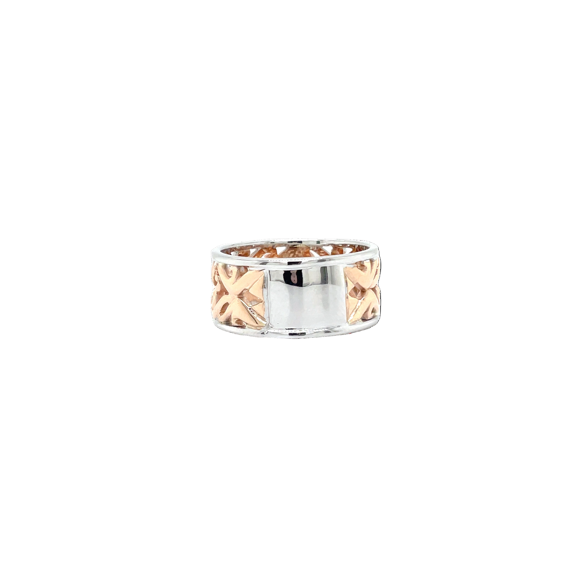 9ct Rose and White Gold Filagree Dress Ring