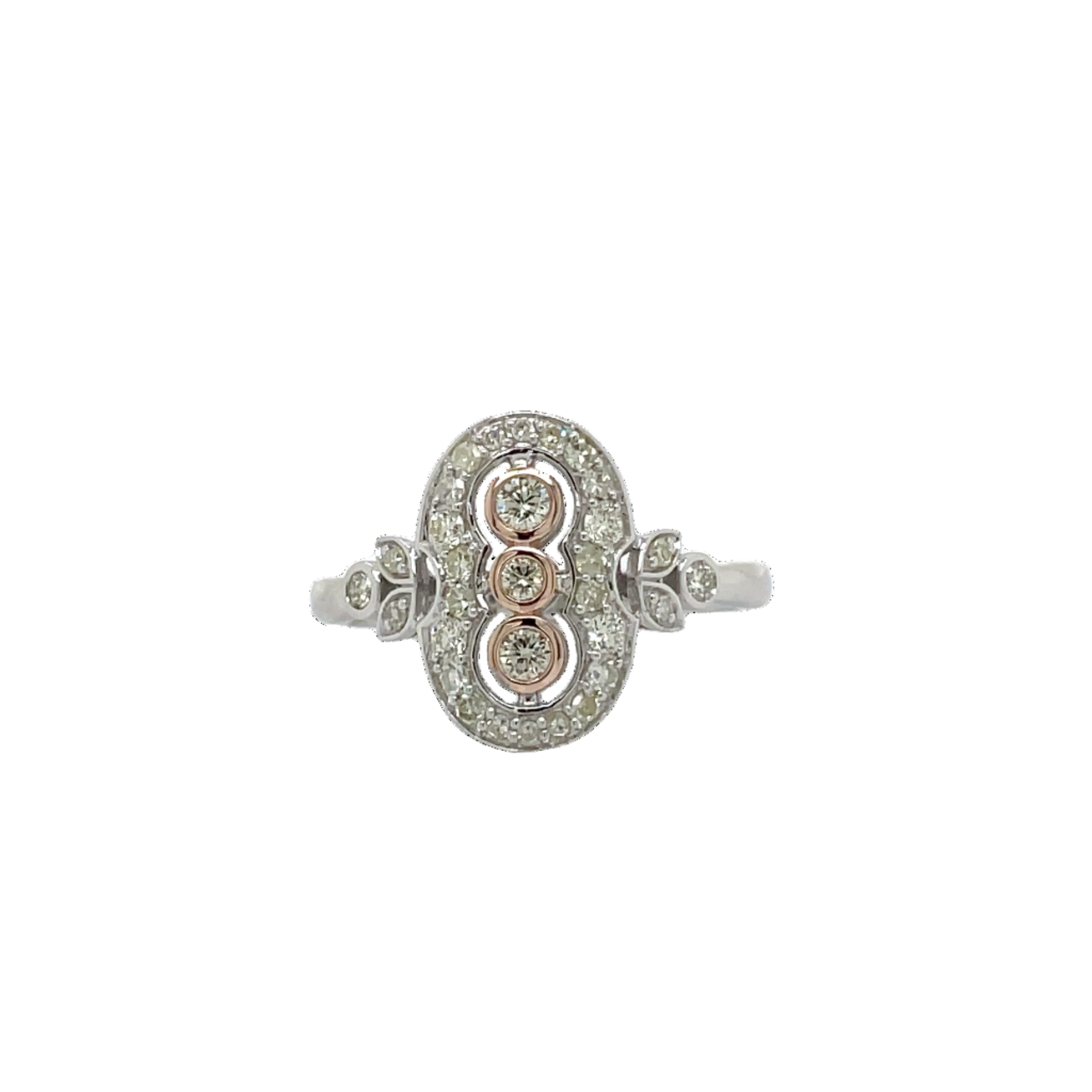 9ct Two-Toned Pink and White Diamond Dress Ring