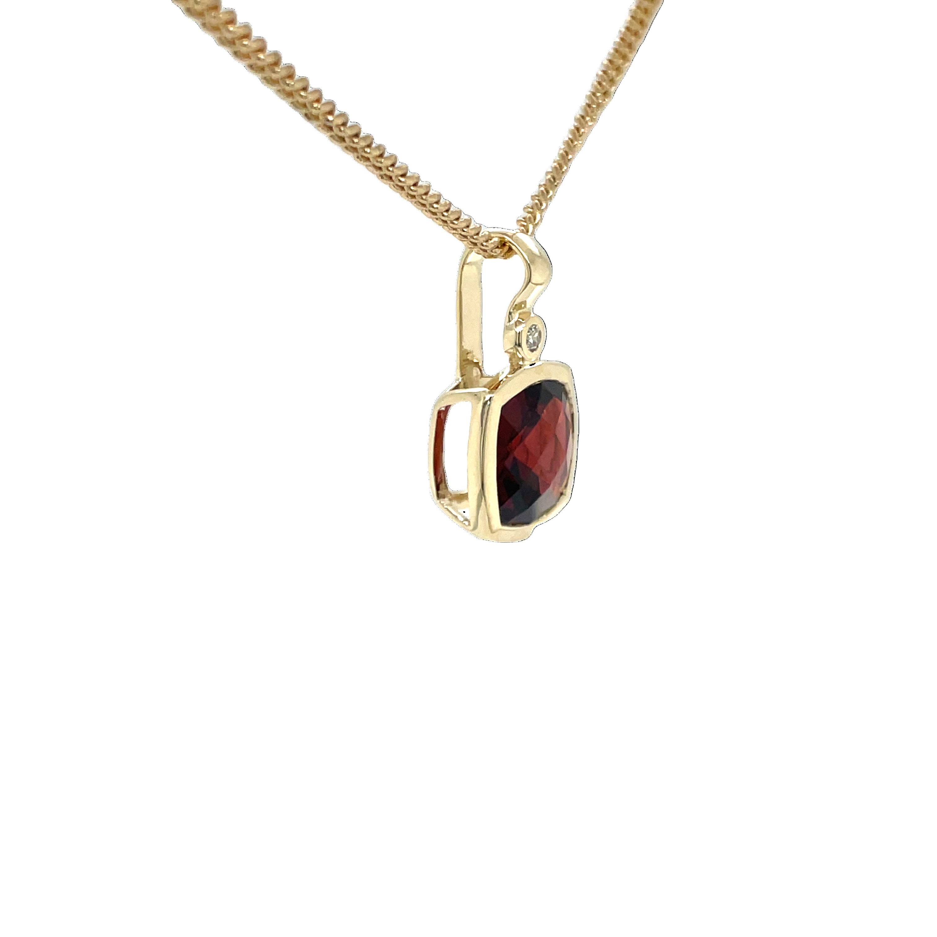 9ct Yellow Gold Garnet and Diamond Enhancer