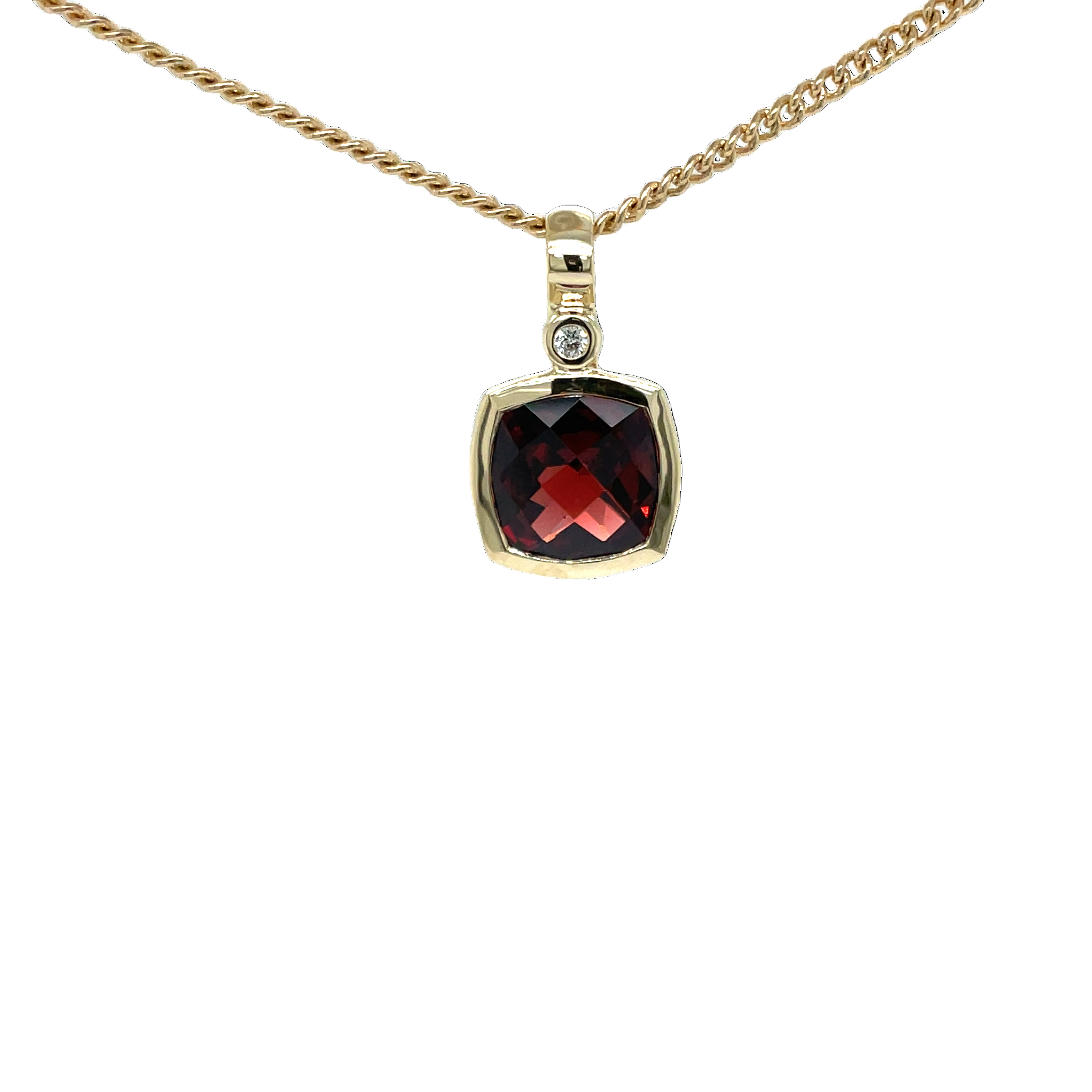 9ct Yellow Gold Garnet and Diamond Enhancer