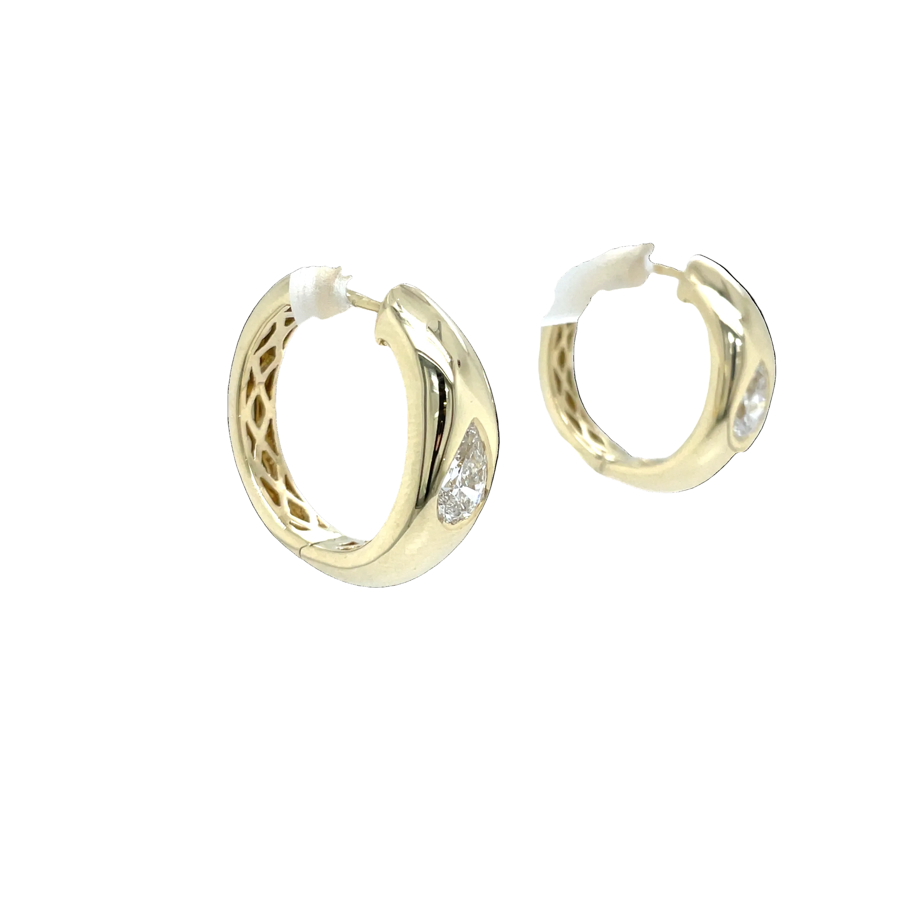 9ct Yellow Gold 2ct Pear Lab Grown Diamond Huggies