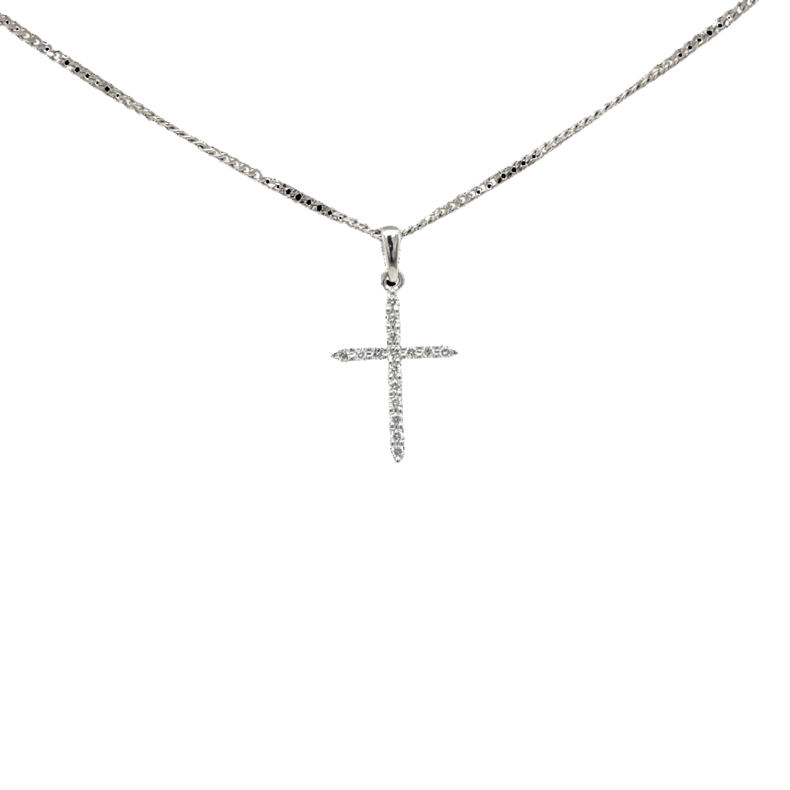 9ct White Gold Natural Diamond Cross Pendant