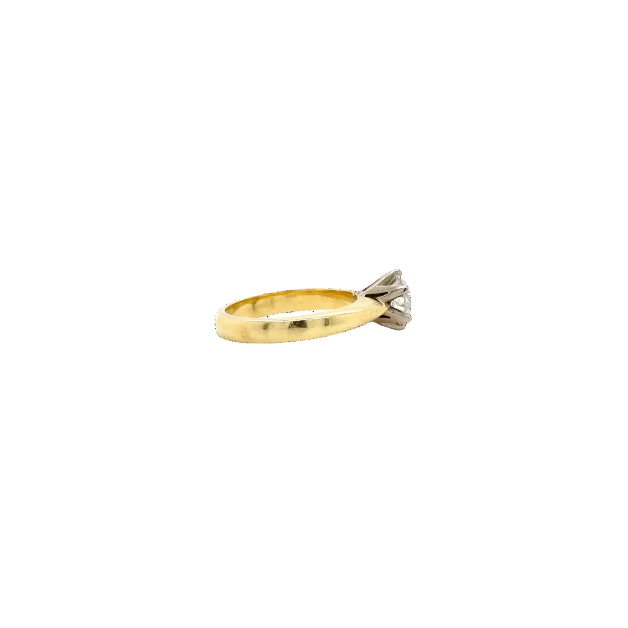 18ct Yellow and White Gold Solitaire Diamond Ring