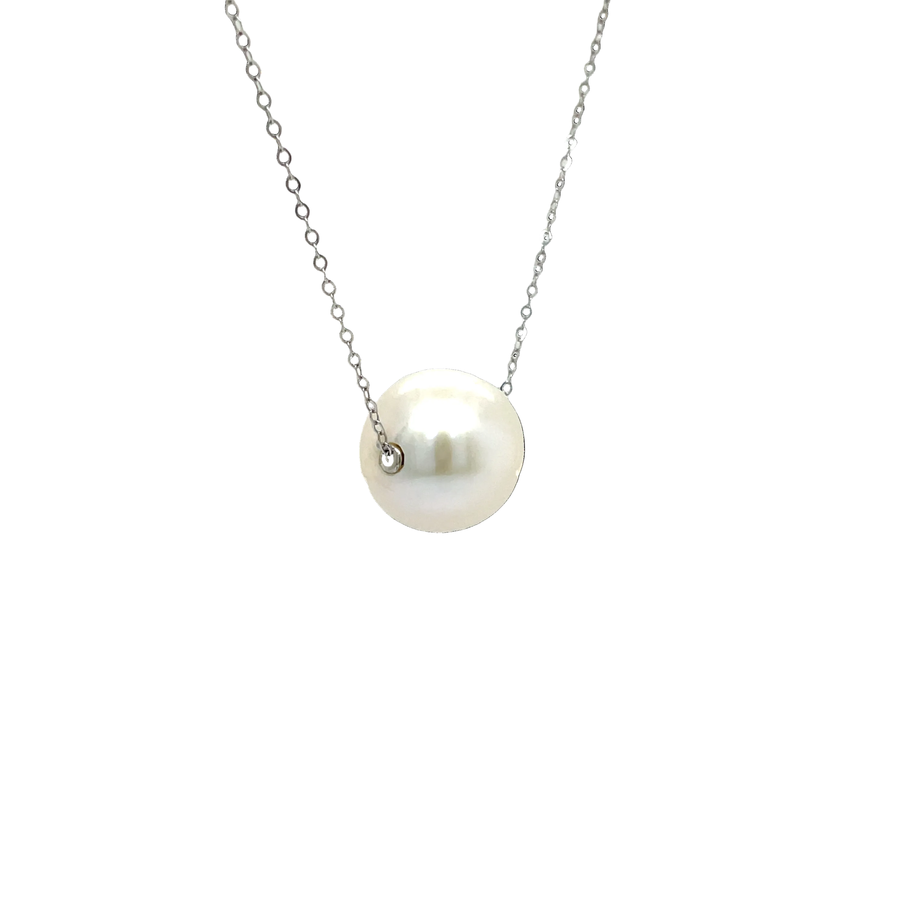9ct White Gold White Edison Pearl Slider Necklace