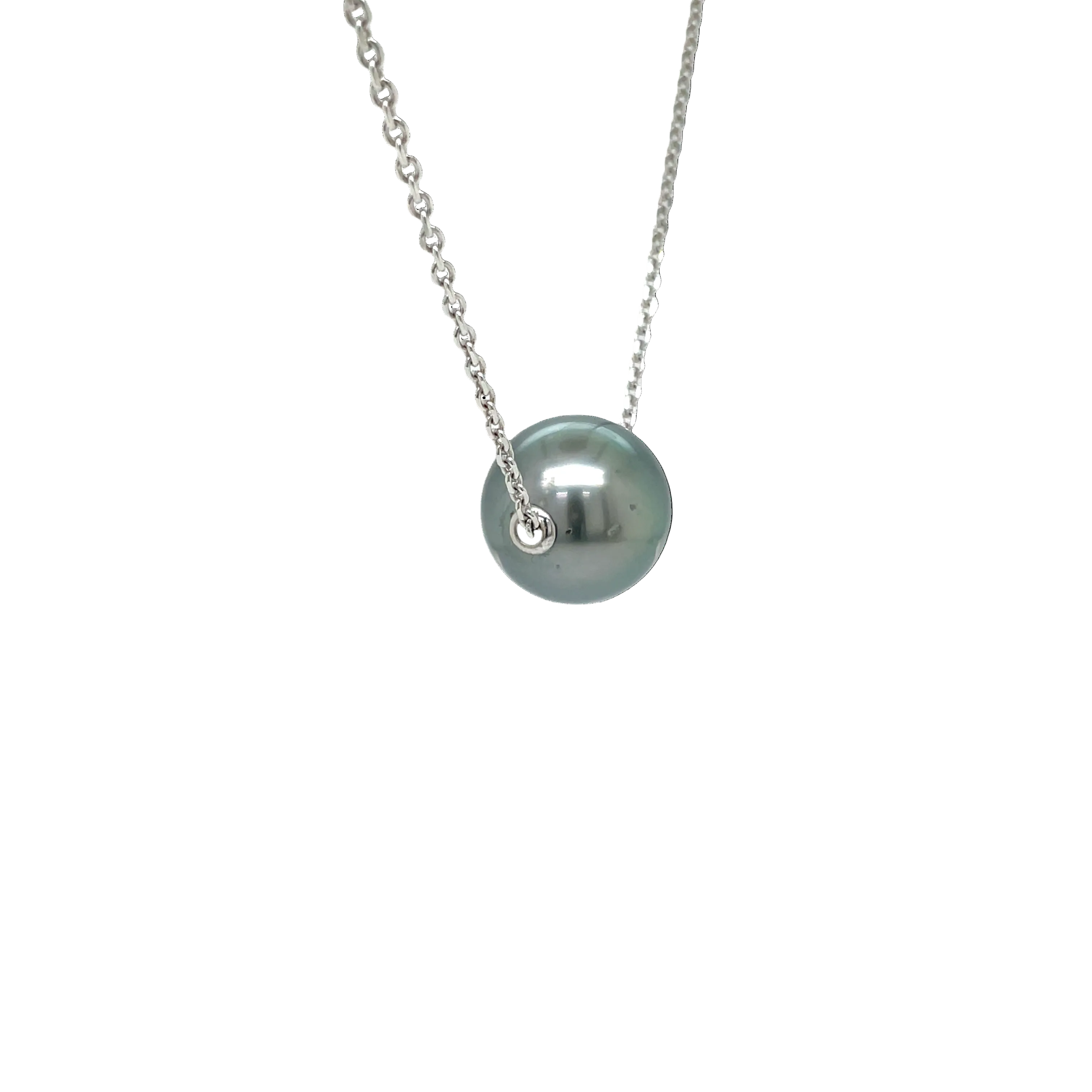 Sterling Silver Tahitian Pearl Slider Necklace
