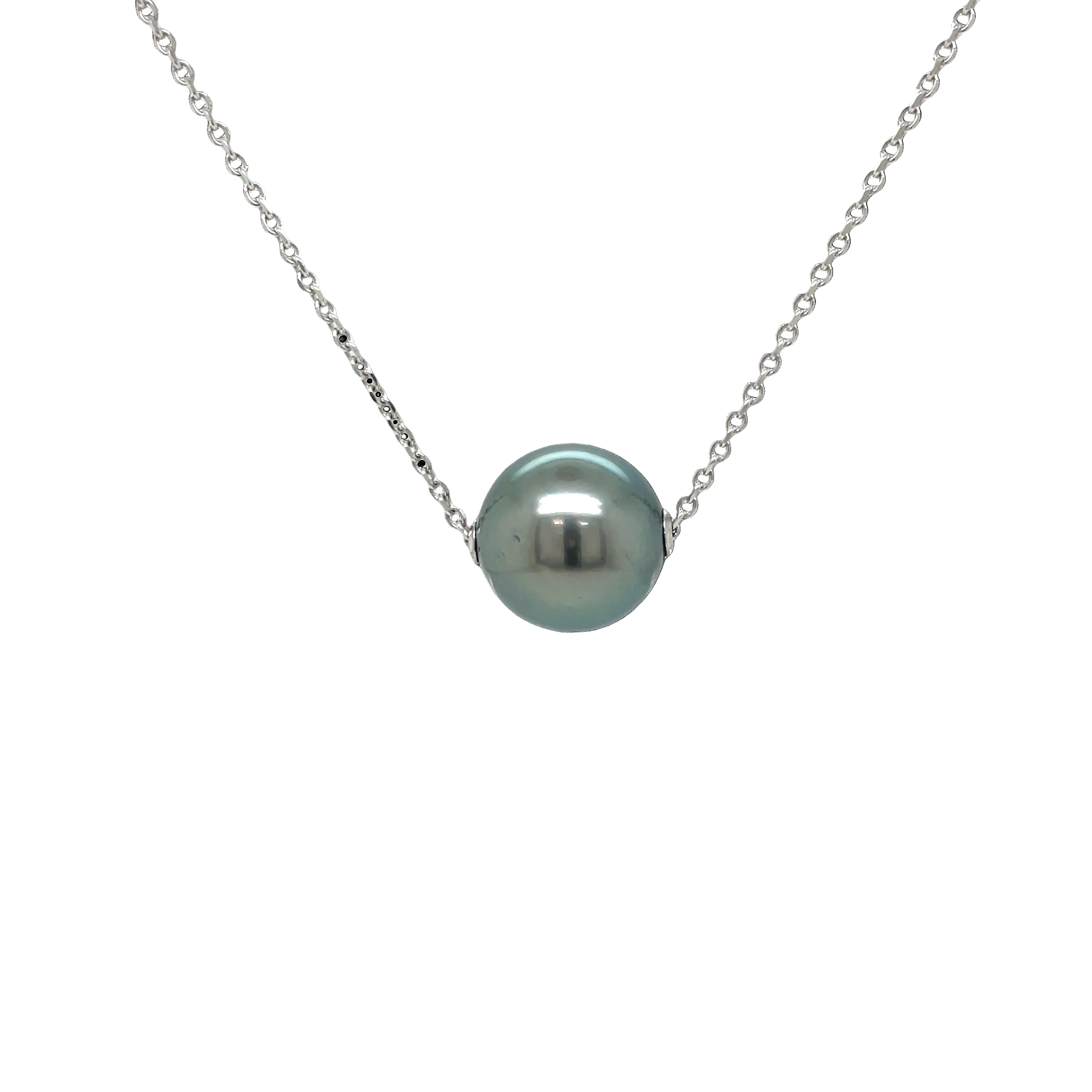 Sterling Silver Tahitian Pearl Slider Necklace