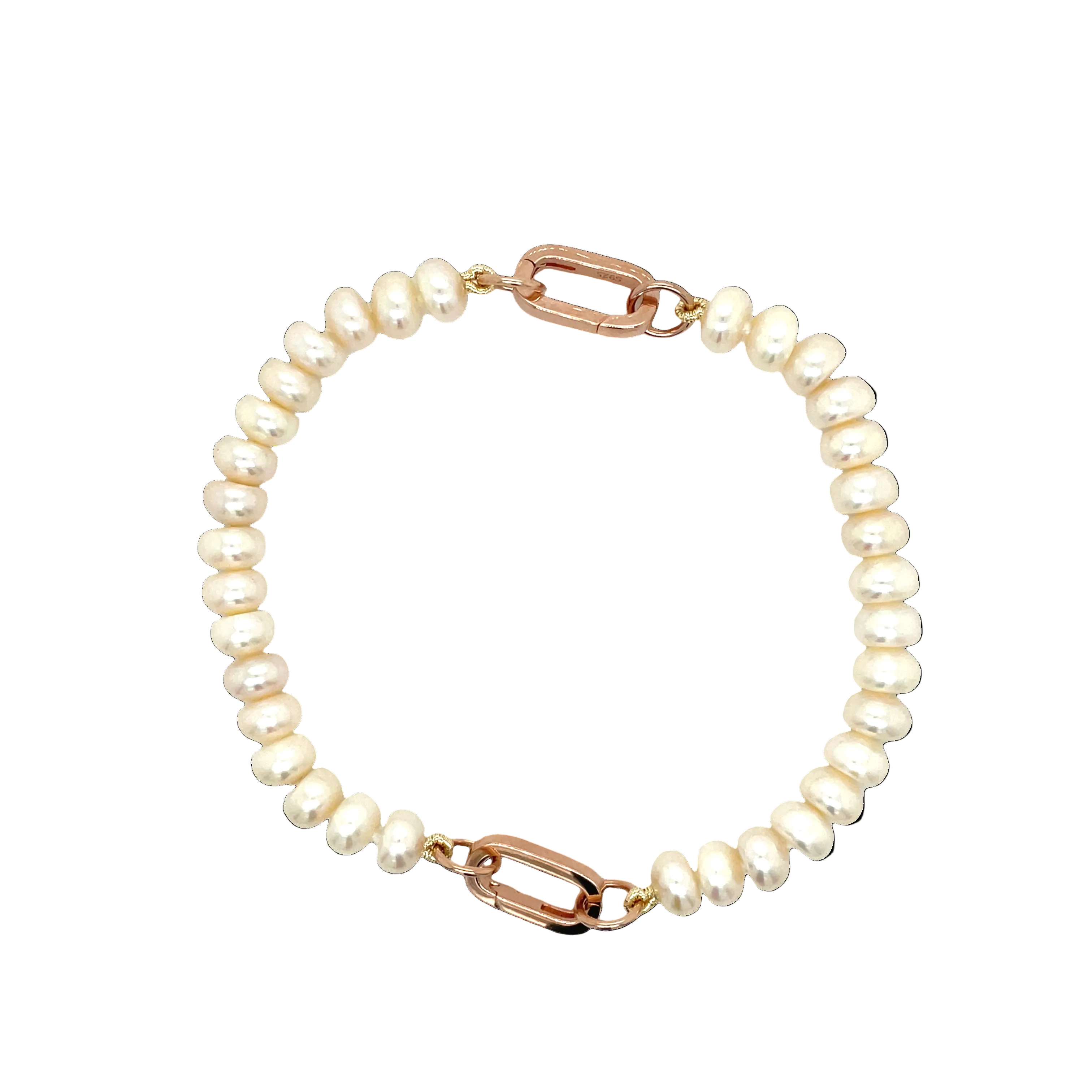 Freshwater Button Pearl Bracelet with Rose Gold Plated Clasp
