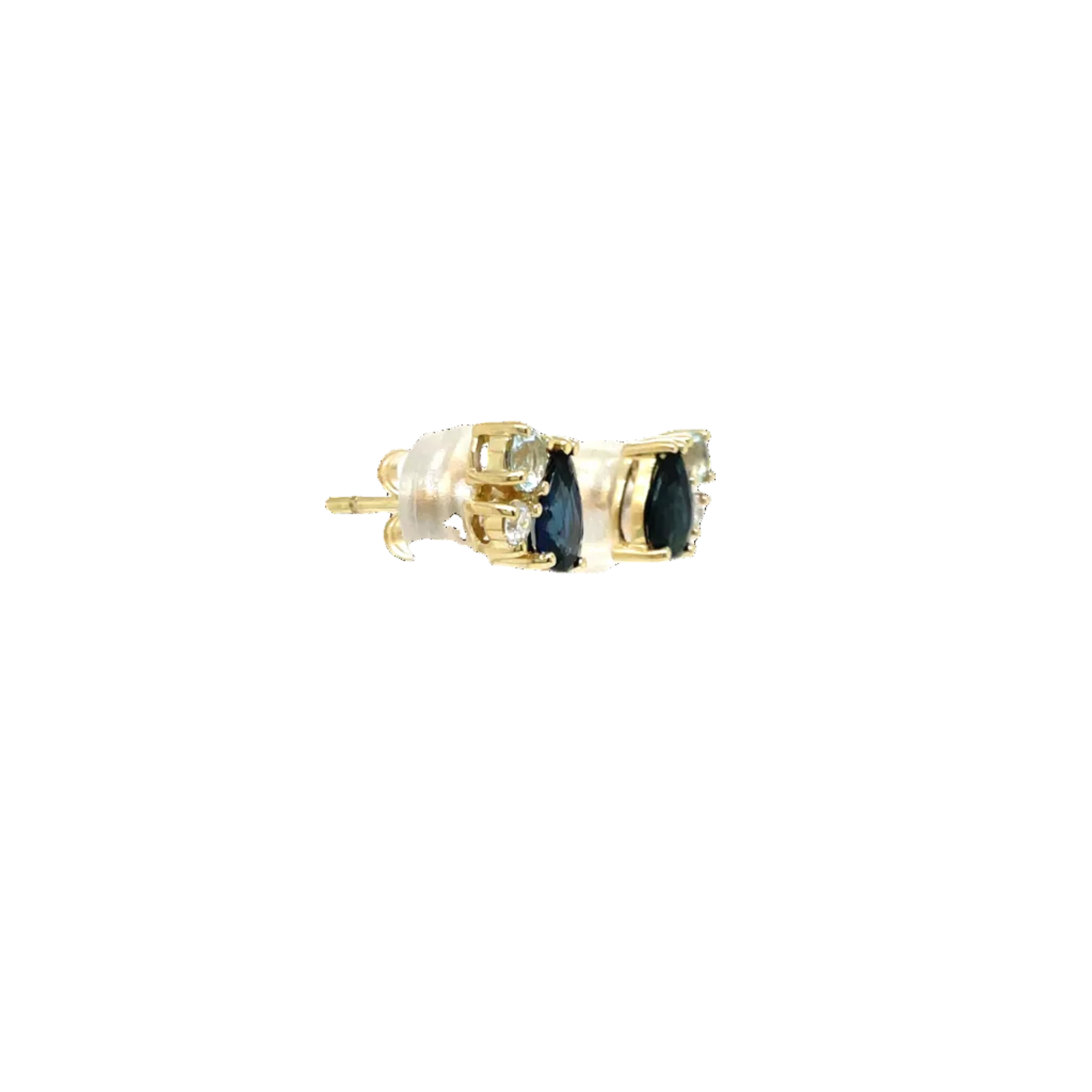 9ct Yellow Gold Sapphire, Diamond and Topaz Stud Earrings