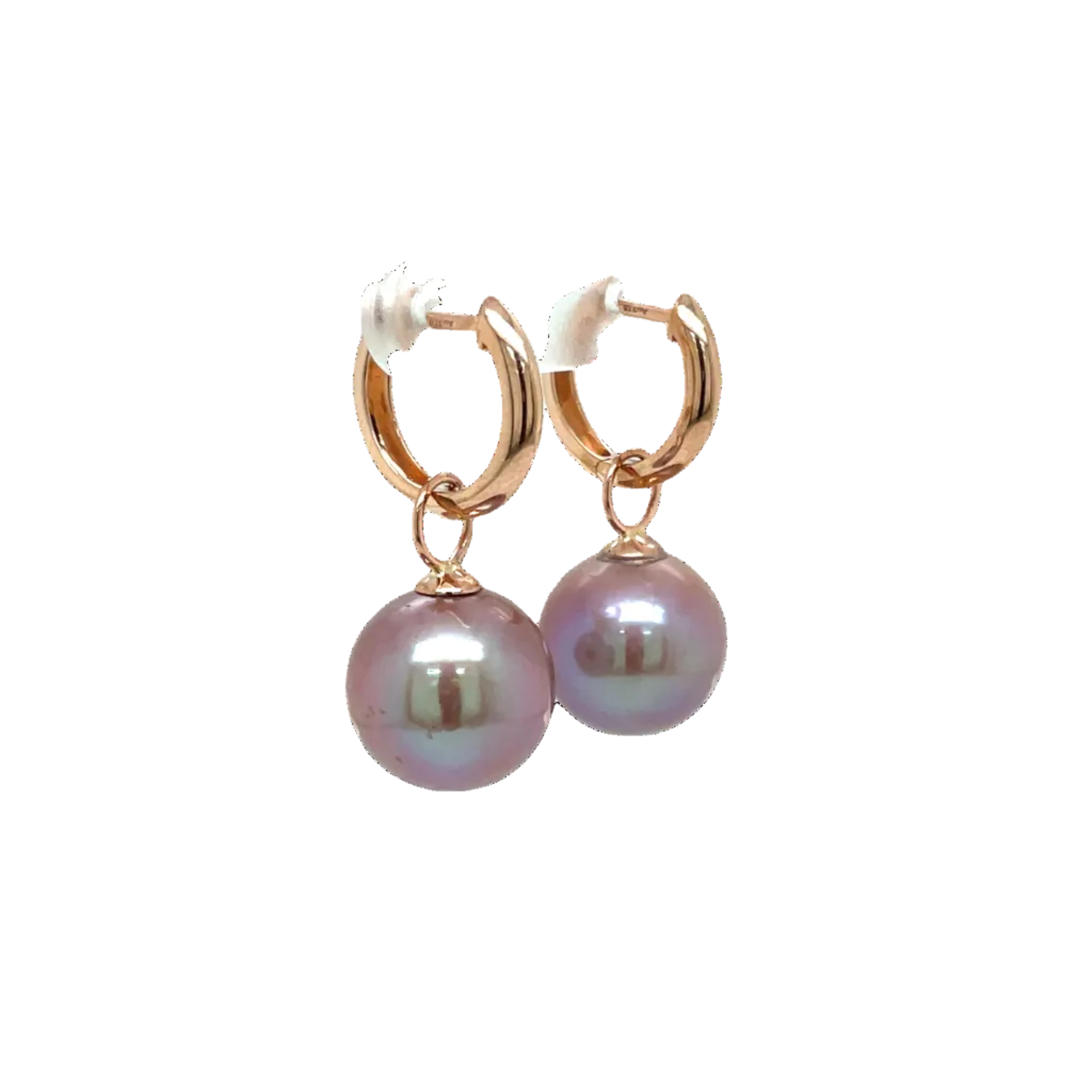 9ct Rose Gold Natural Lavender Freshwater Pearl Huggies