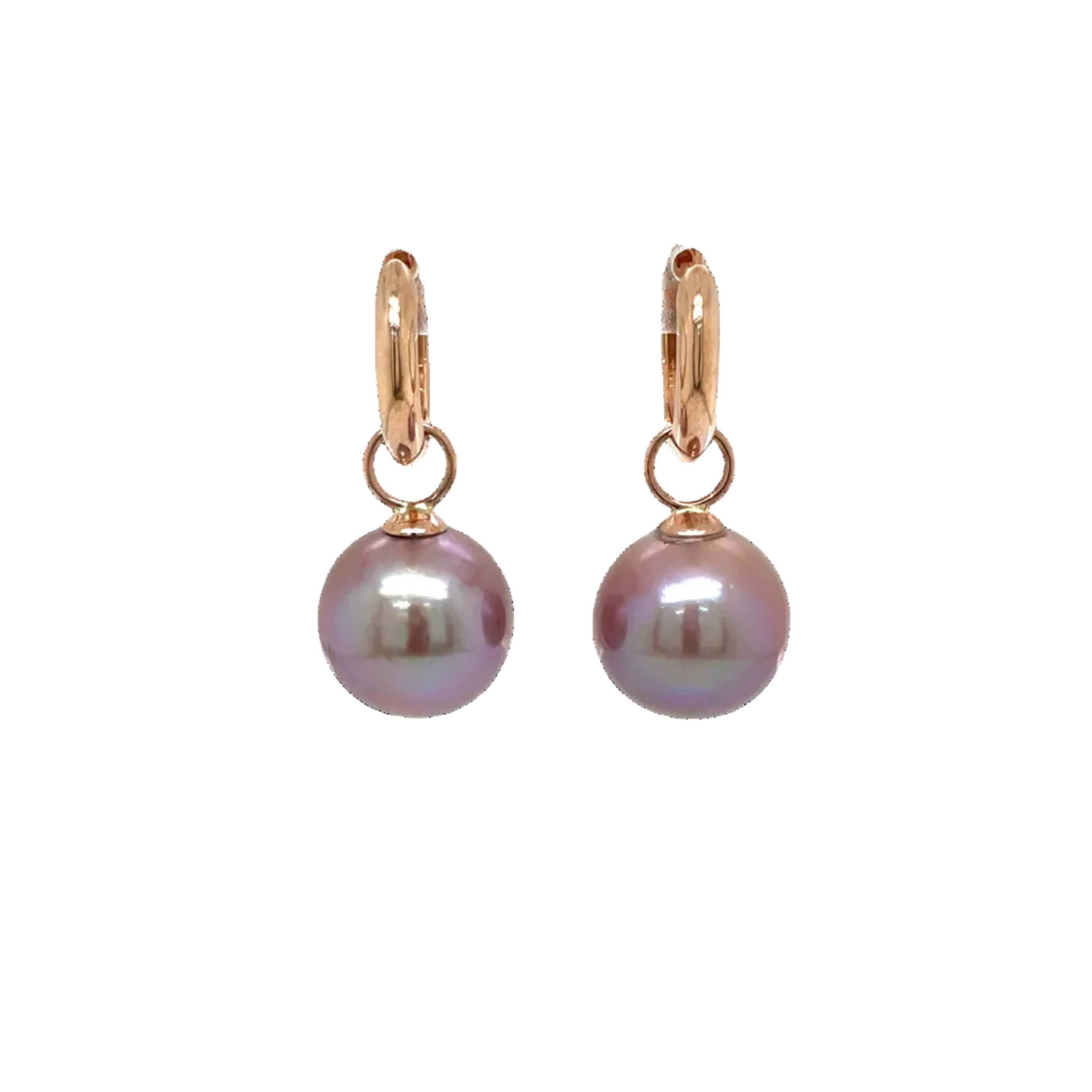 9ct Rose Gold Natural Lavender Freshwater Pearl Huggies