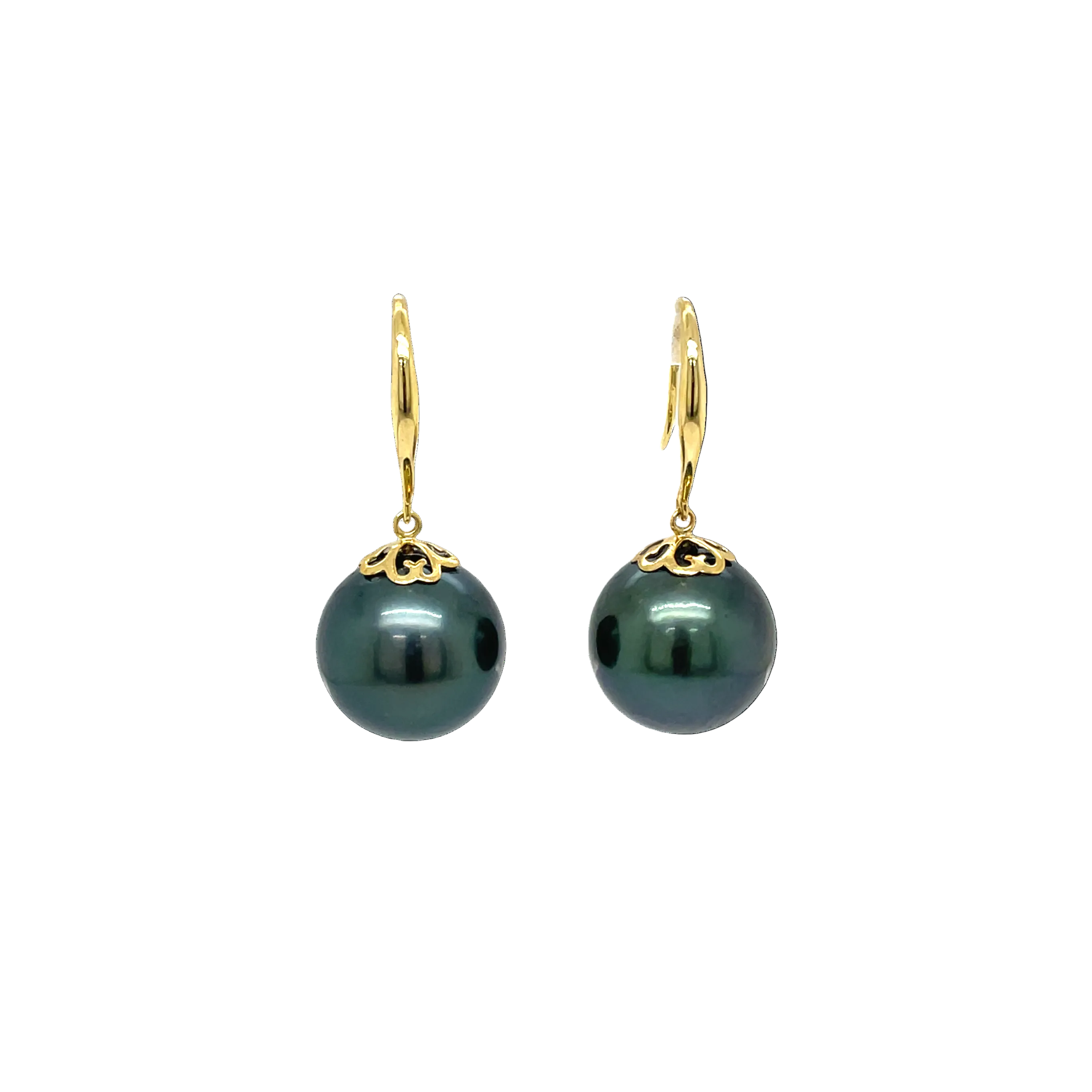 9ct Yellow Gold Tahitian Pearl Shepherd Hook Earrings