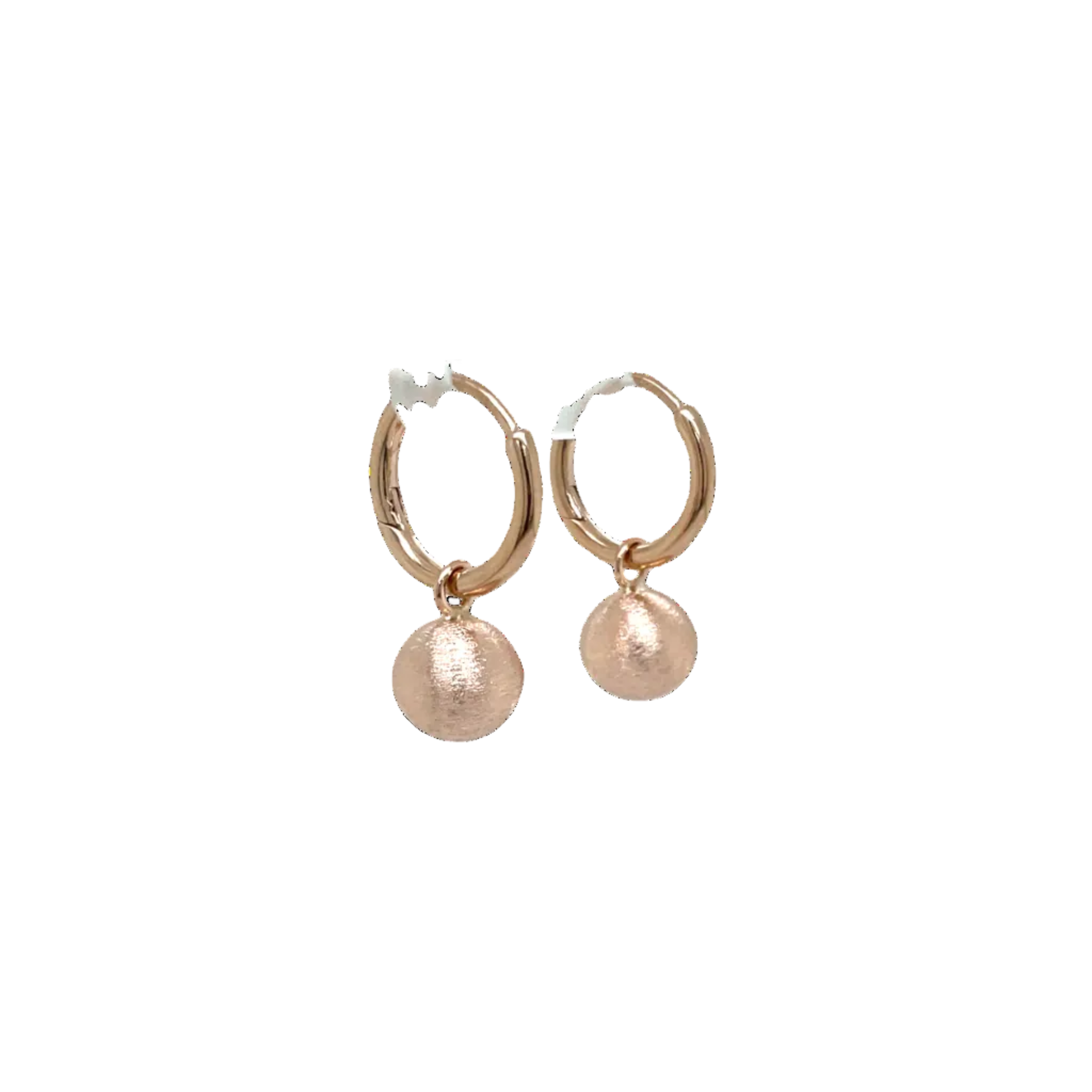 9ct Rose Gold Matt-Finished Ball Huggie Earrings