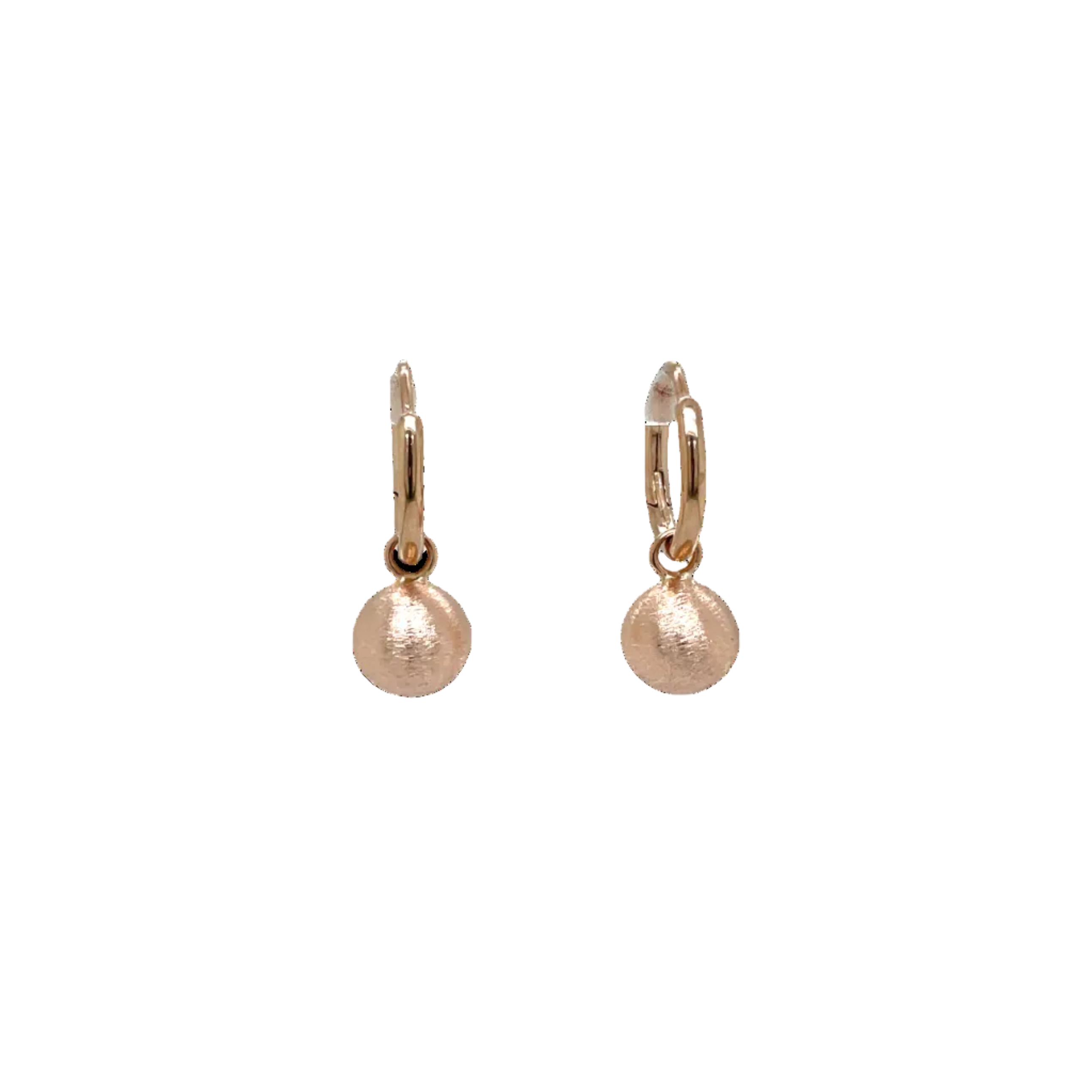 9ct Rose Gold Matt-Finished Ball Huggie Earrings