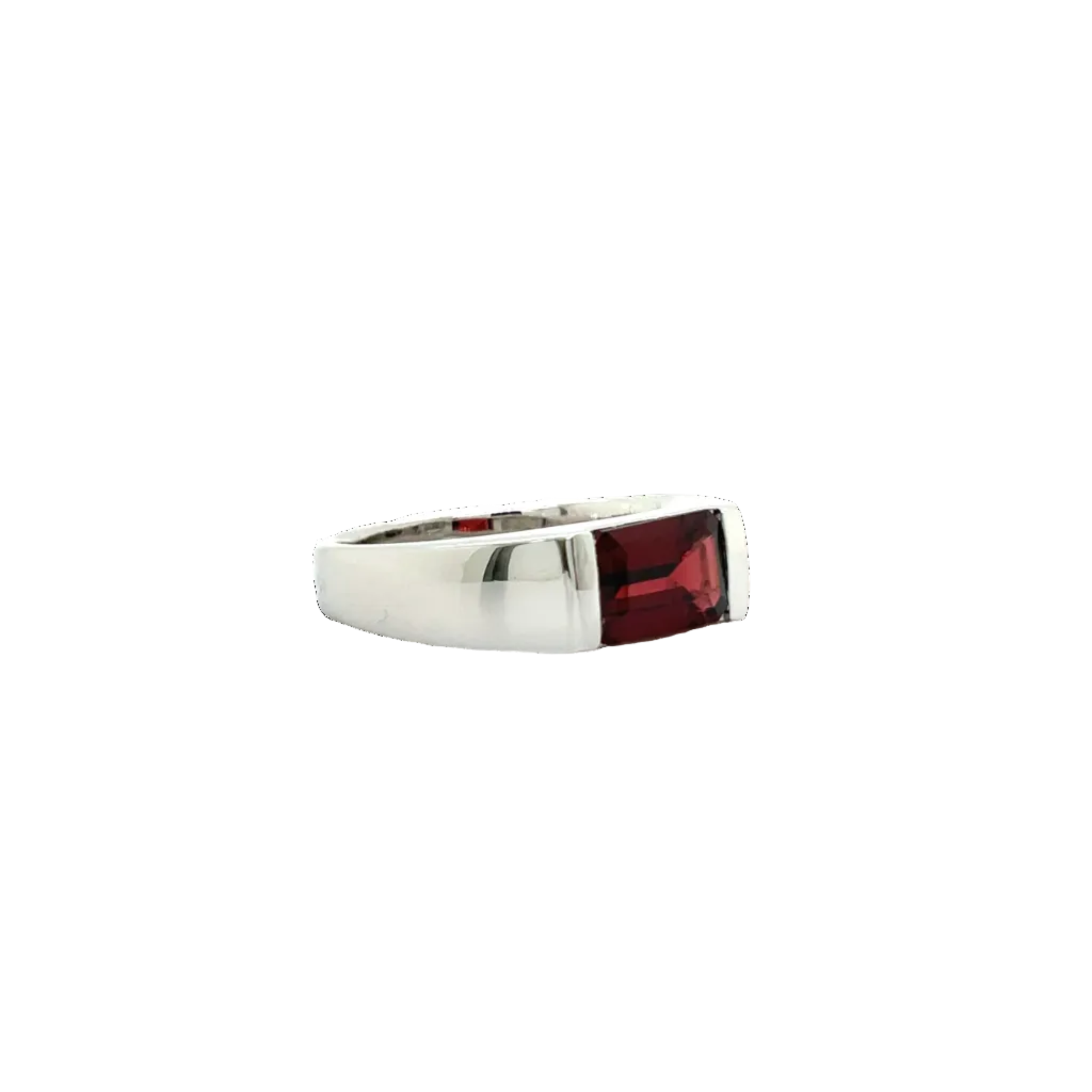 Sterling Silver Garnet Emerald Cut Dress Ring