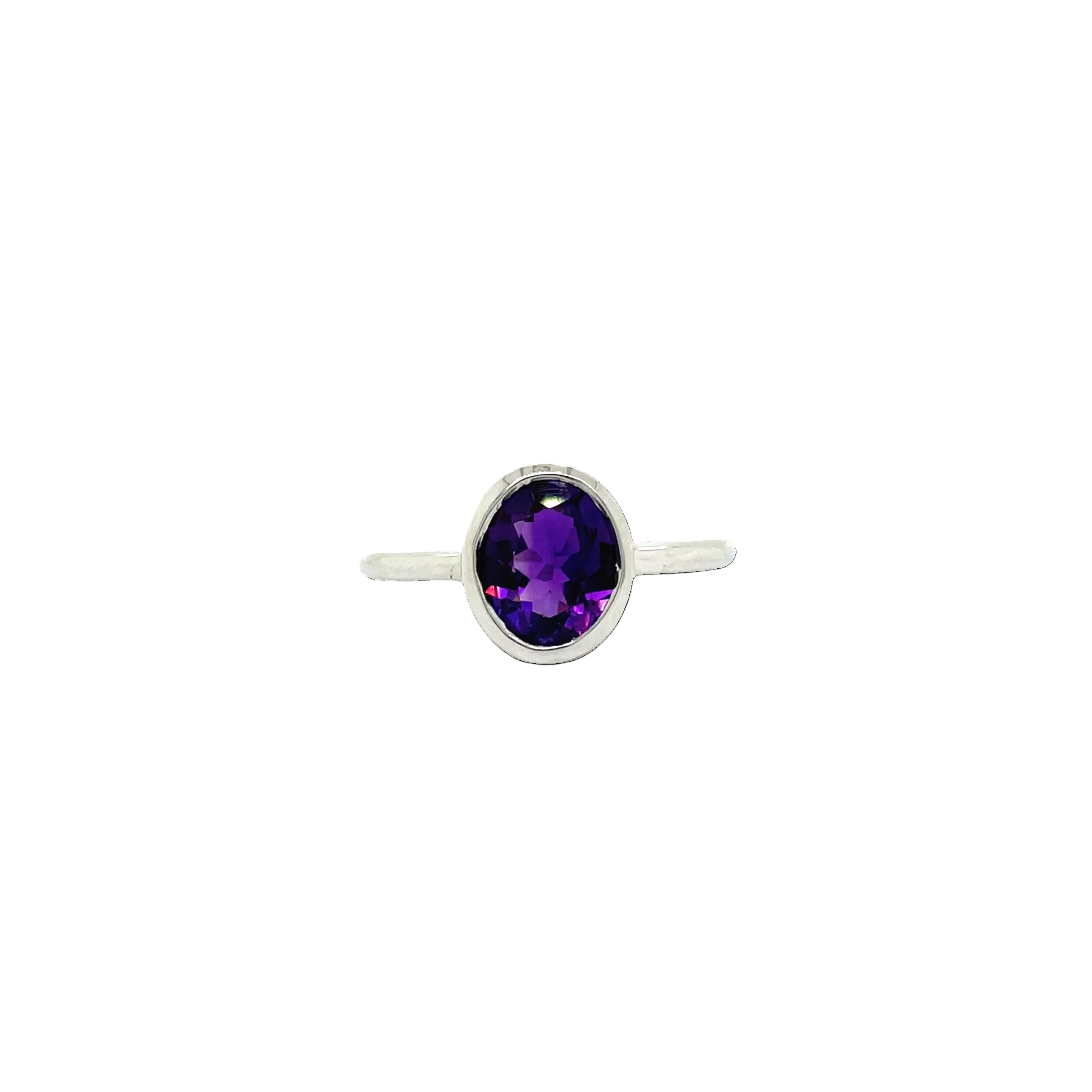 Sterling Silver Oval Amethyst Dress Ring
