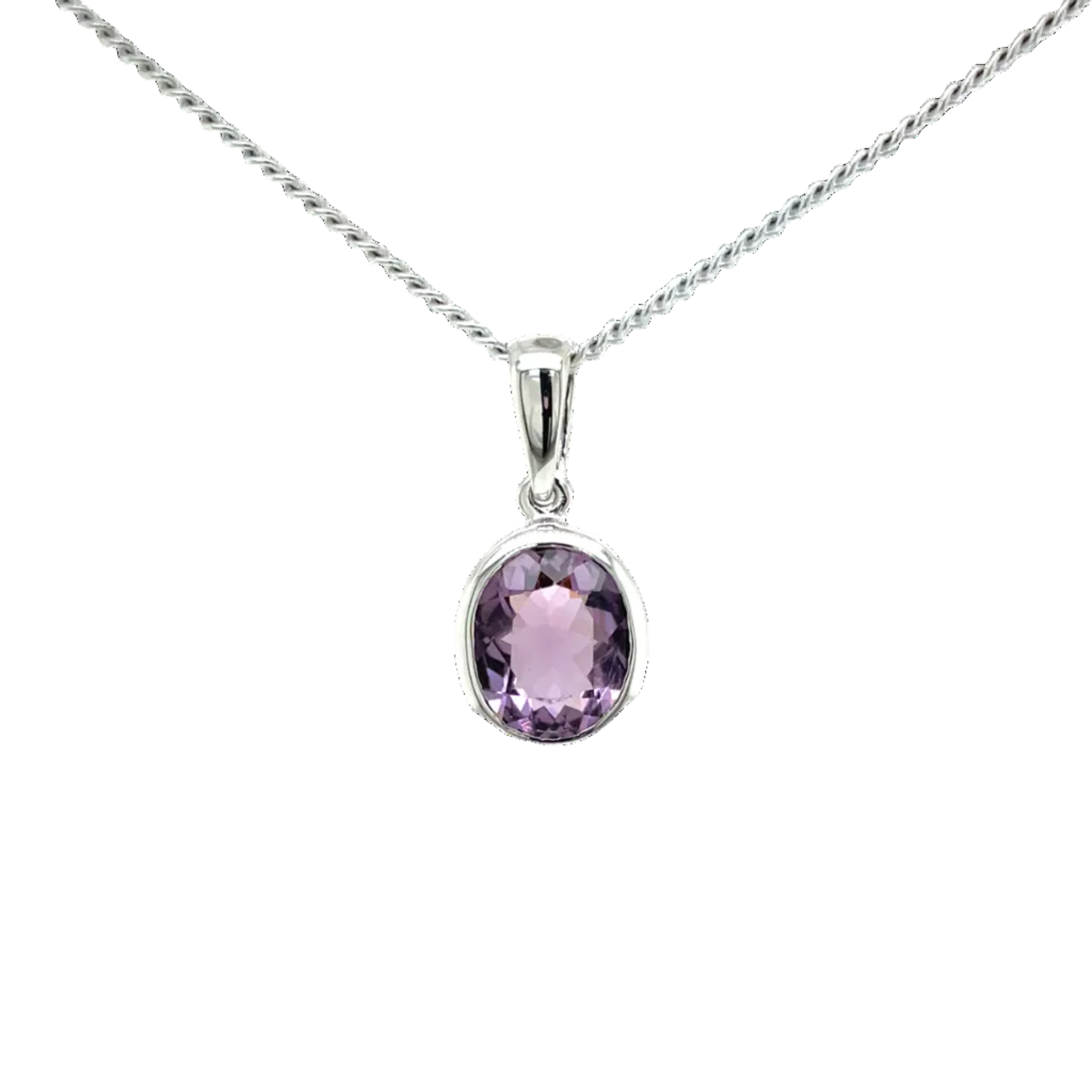 Sterling Silver Amethyst Bezel Set Pendant