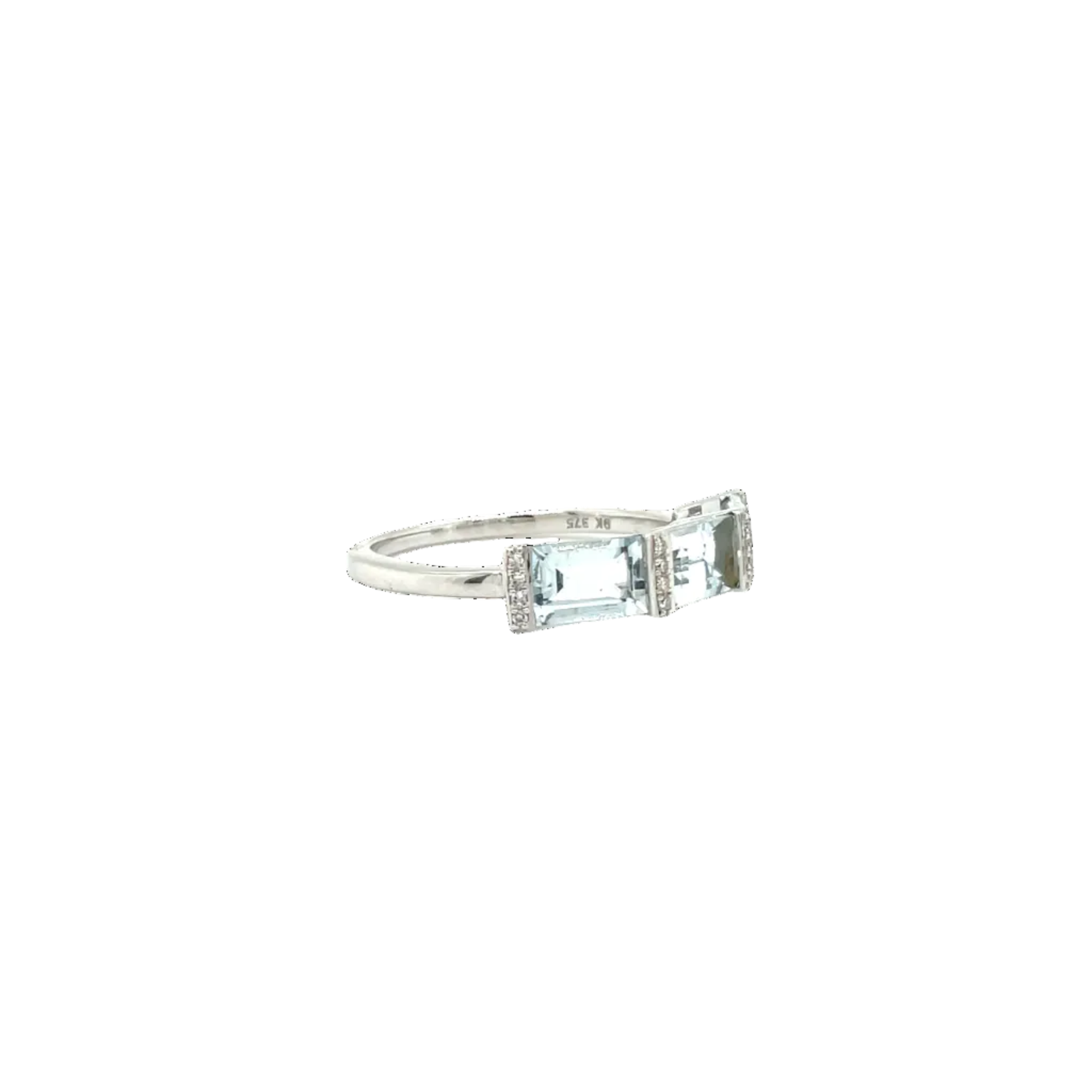 9ct White Gold Aquamarine and Natural Diamond Dress Ring