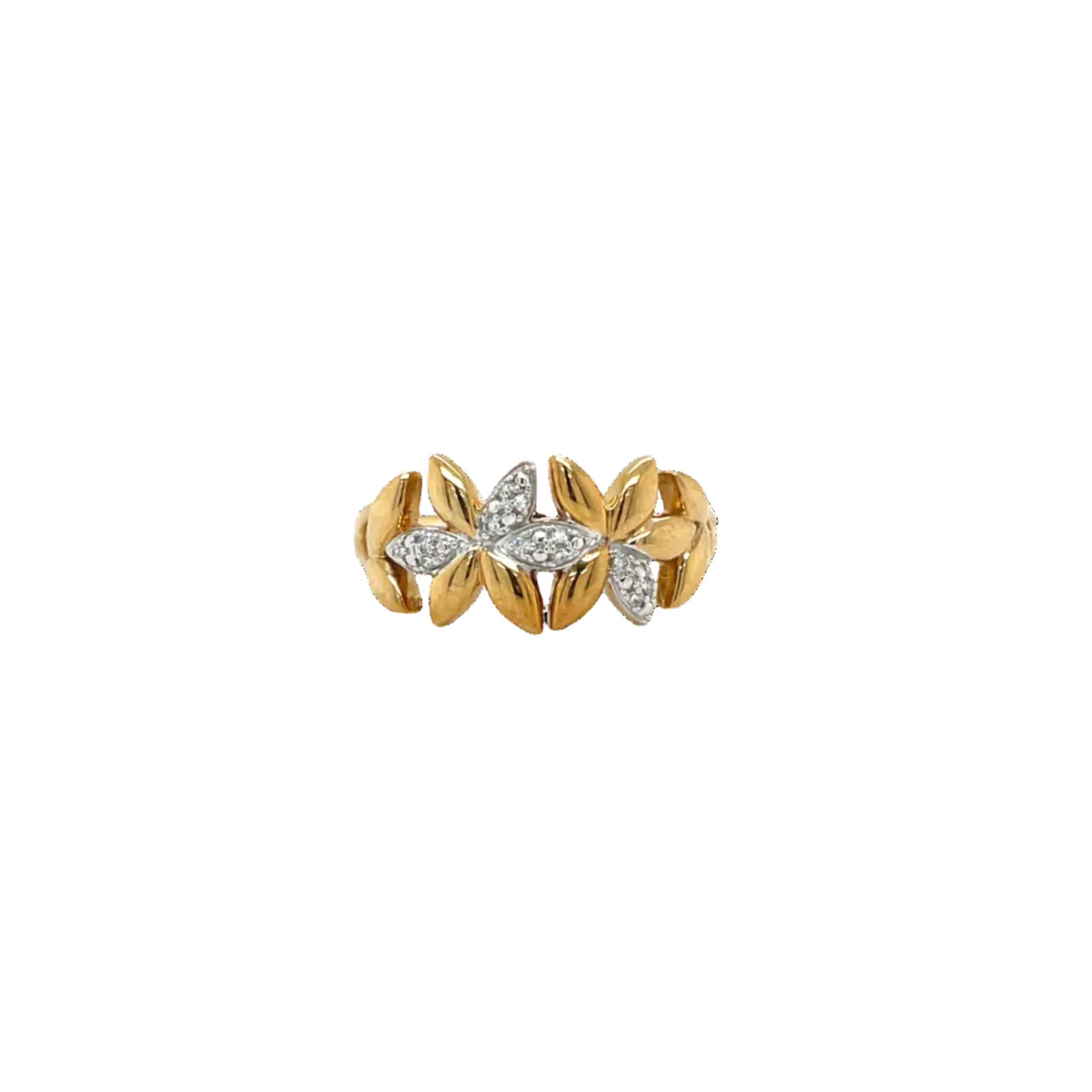 9ct Yellow Gold Natural Diamond Flower Ring