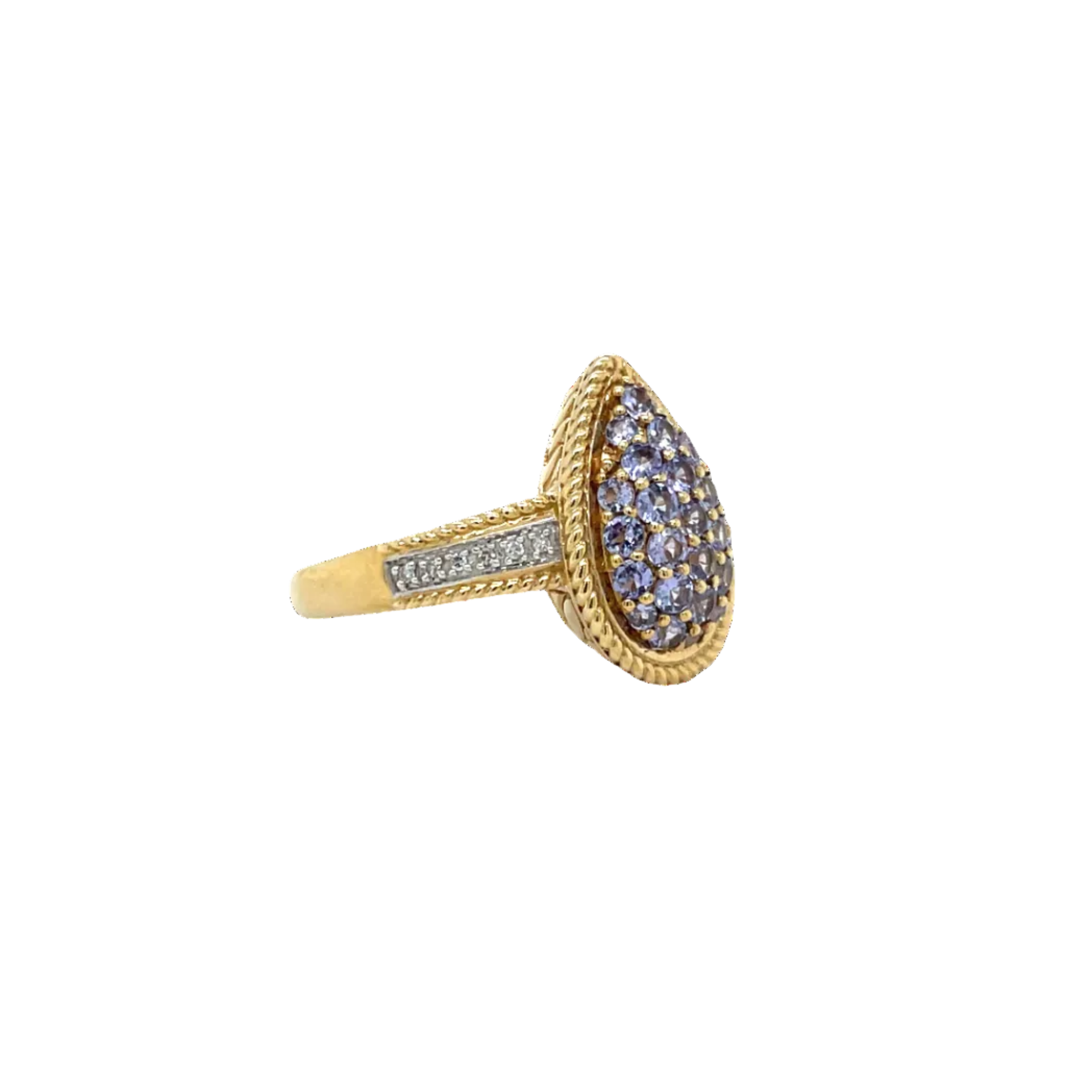 9ct Two-Toned Tanzanite and Natural Diamond Dress Ring