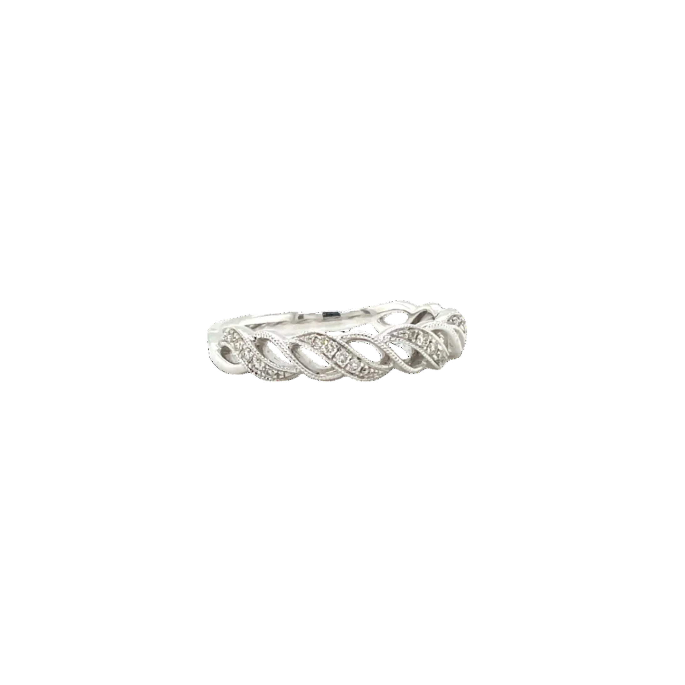 9ct White Gold Vintage Natural Diamond Twist Band