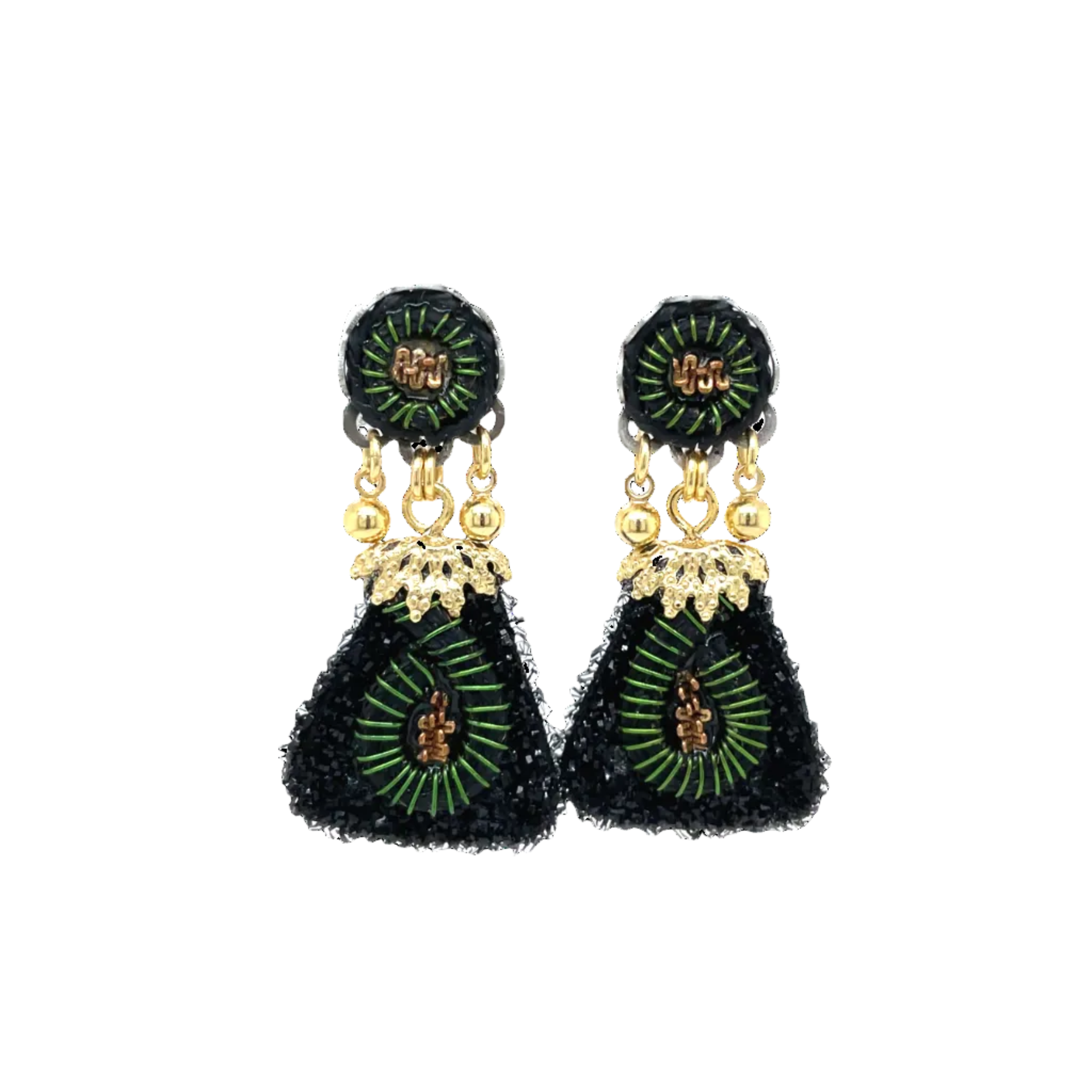 Handcrafted Fabric and Bead Earrings
