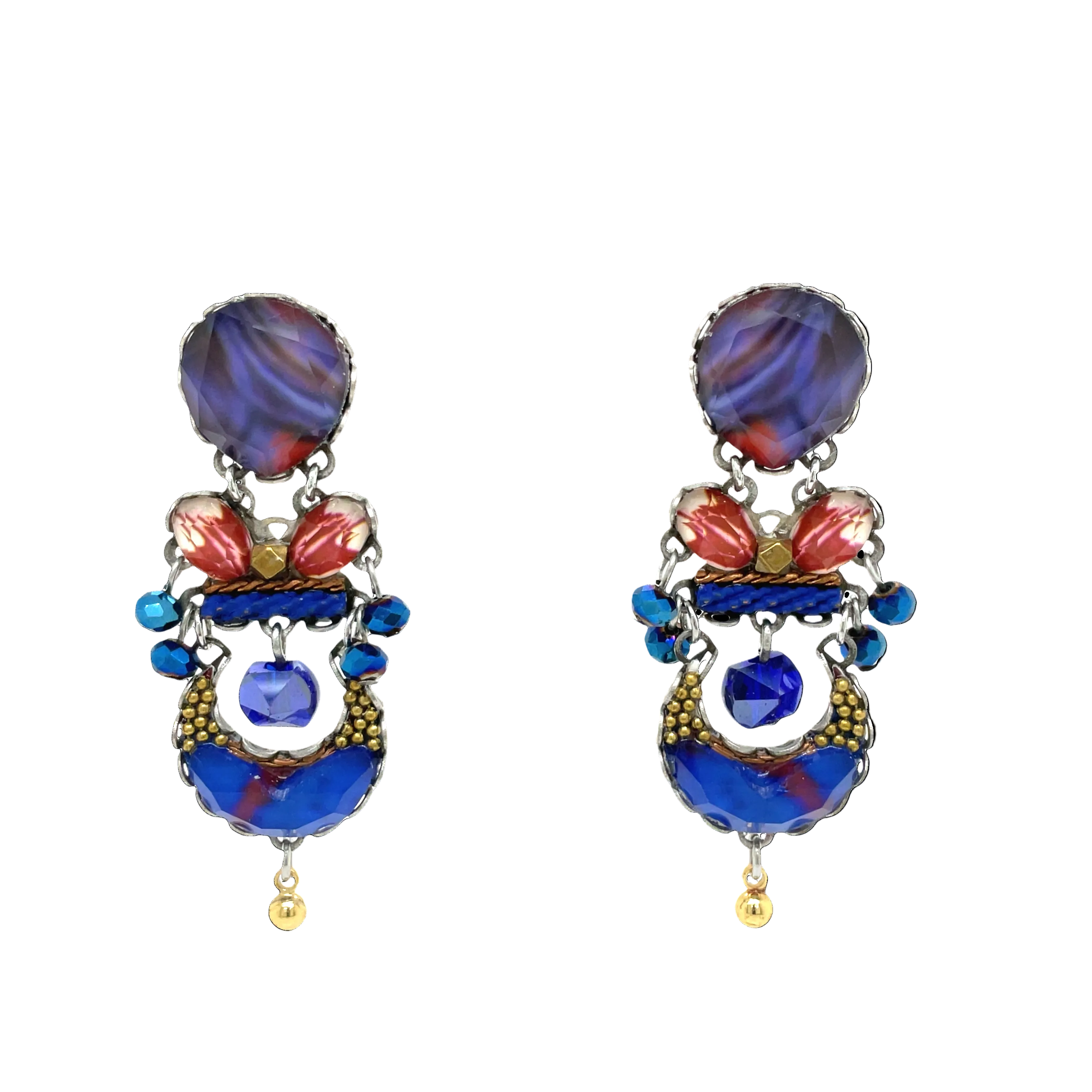 Handcrafted Fabric and Bead Earrings