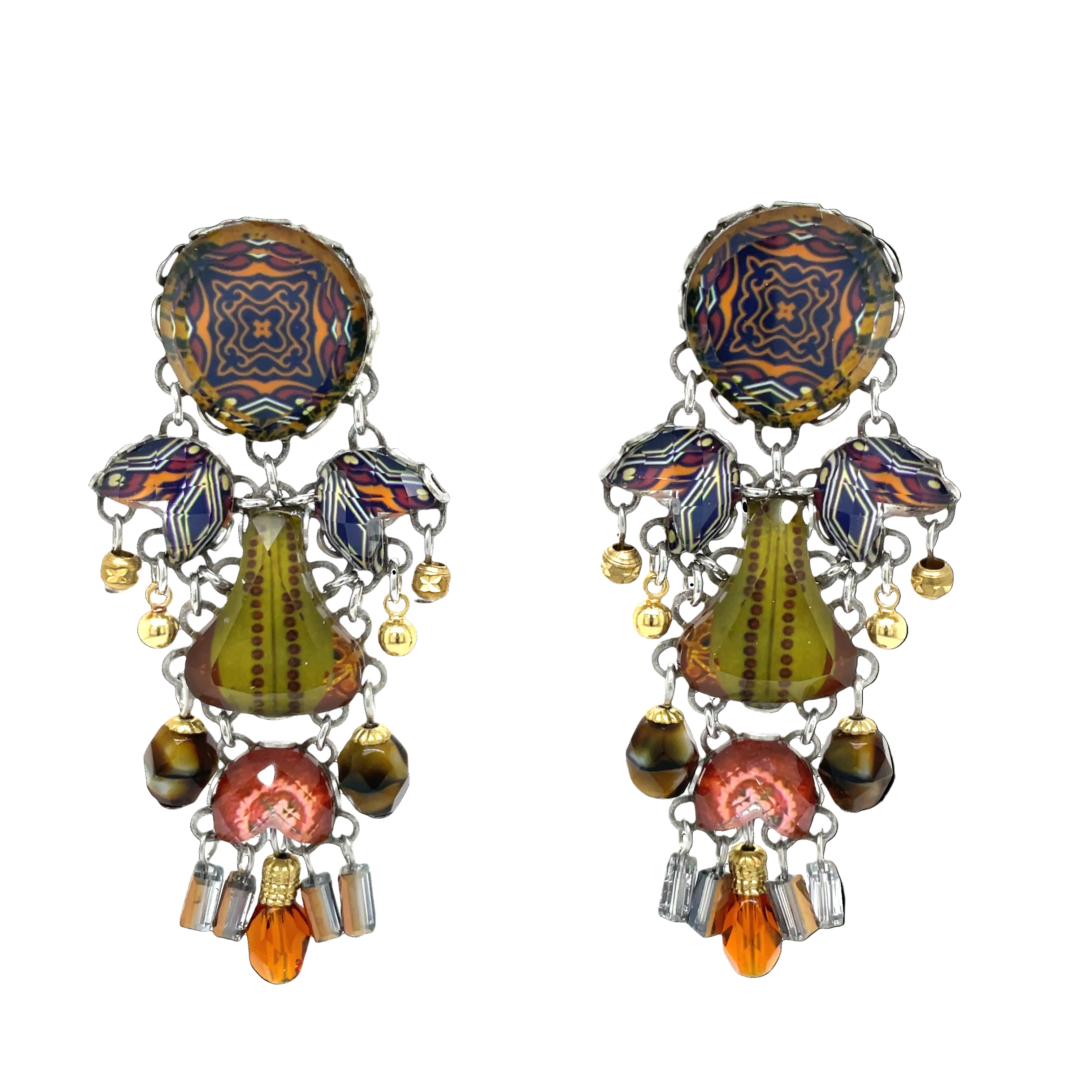 Handcrafted Fabric and Bead Earrings