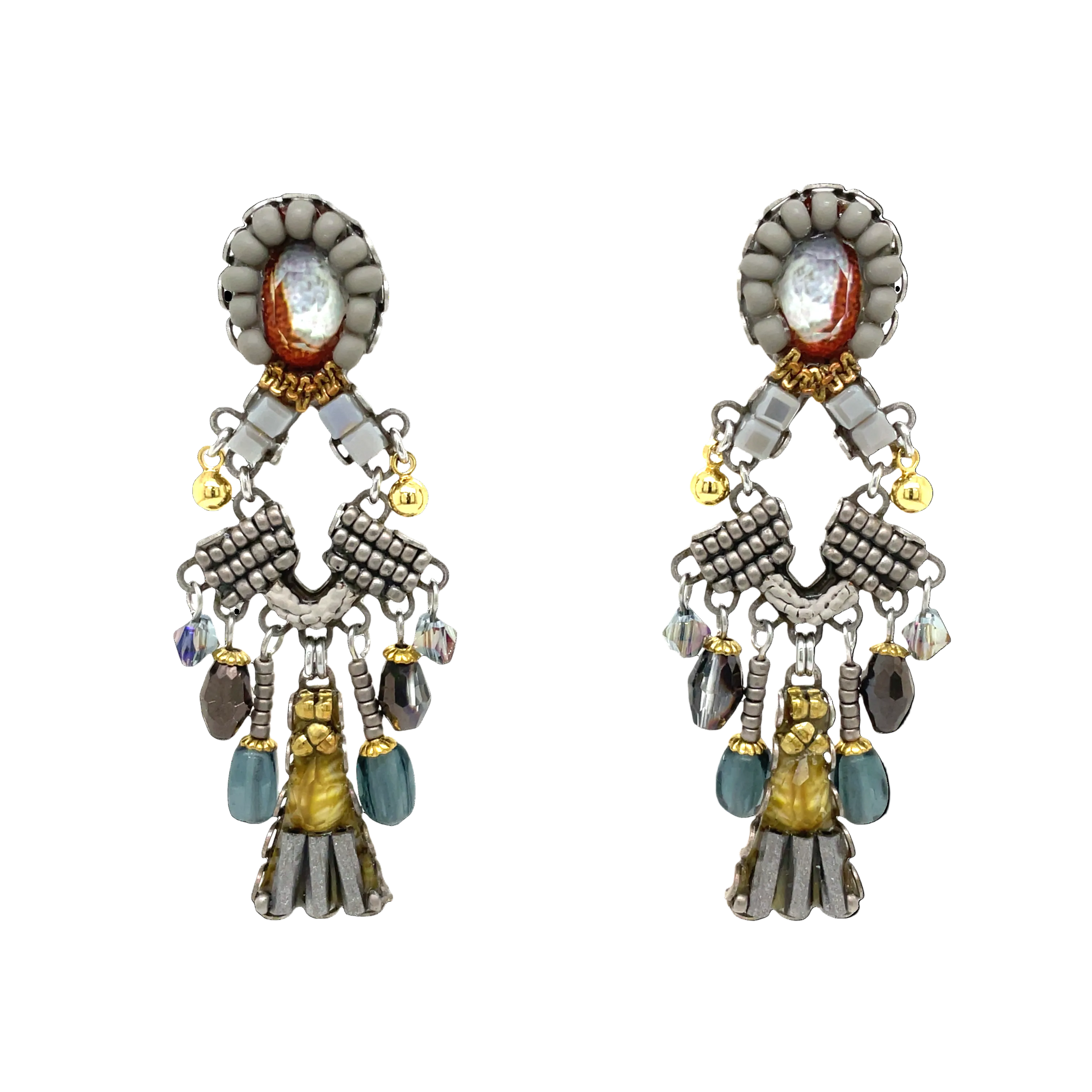 Handcrafted Fabric and Bead Earrings