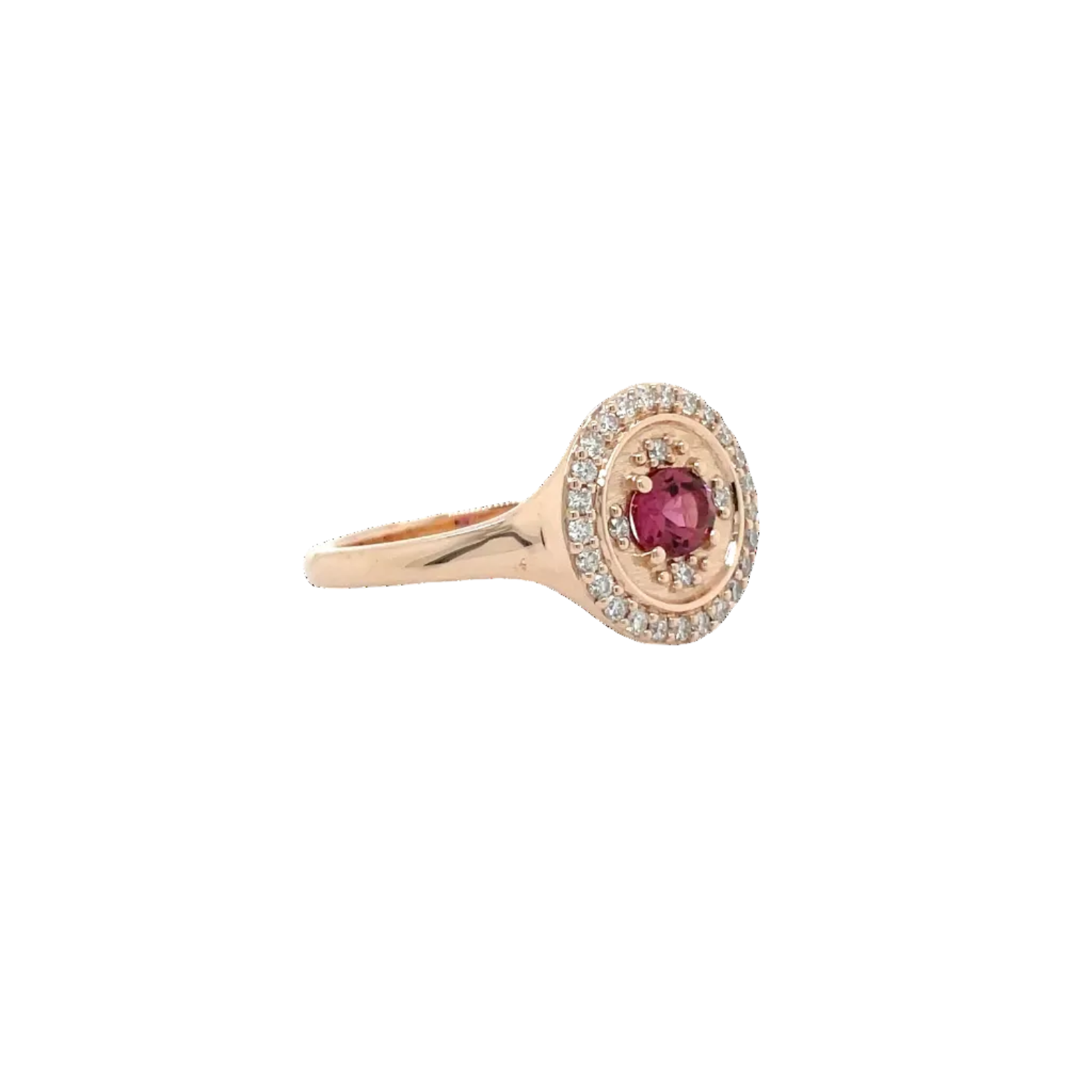9ct Rose Gold Pink Tourmaline Cluster Disc Ring