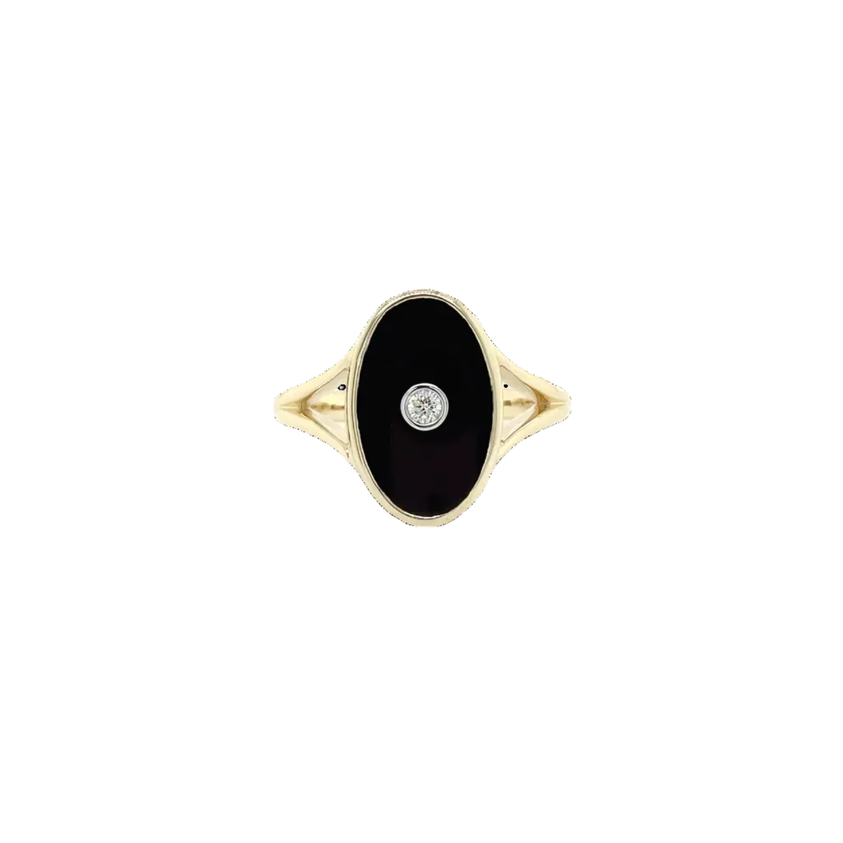 9ct Yellow Gold Oval Onyx and Natural Diamond Dress Ring