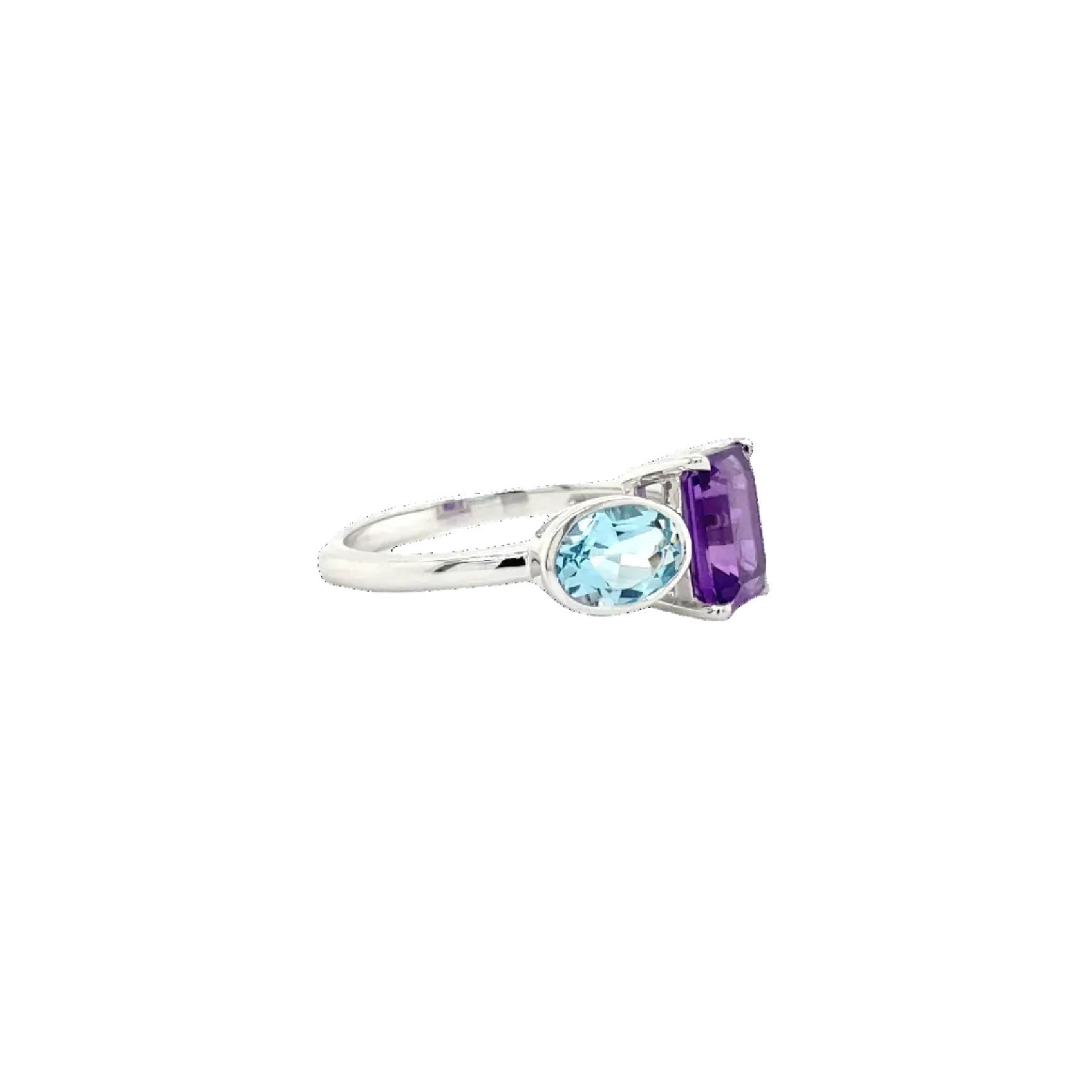 9ct White Gold Amethyst and Blue Topaz Dress Ring