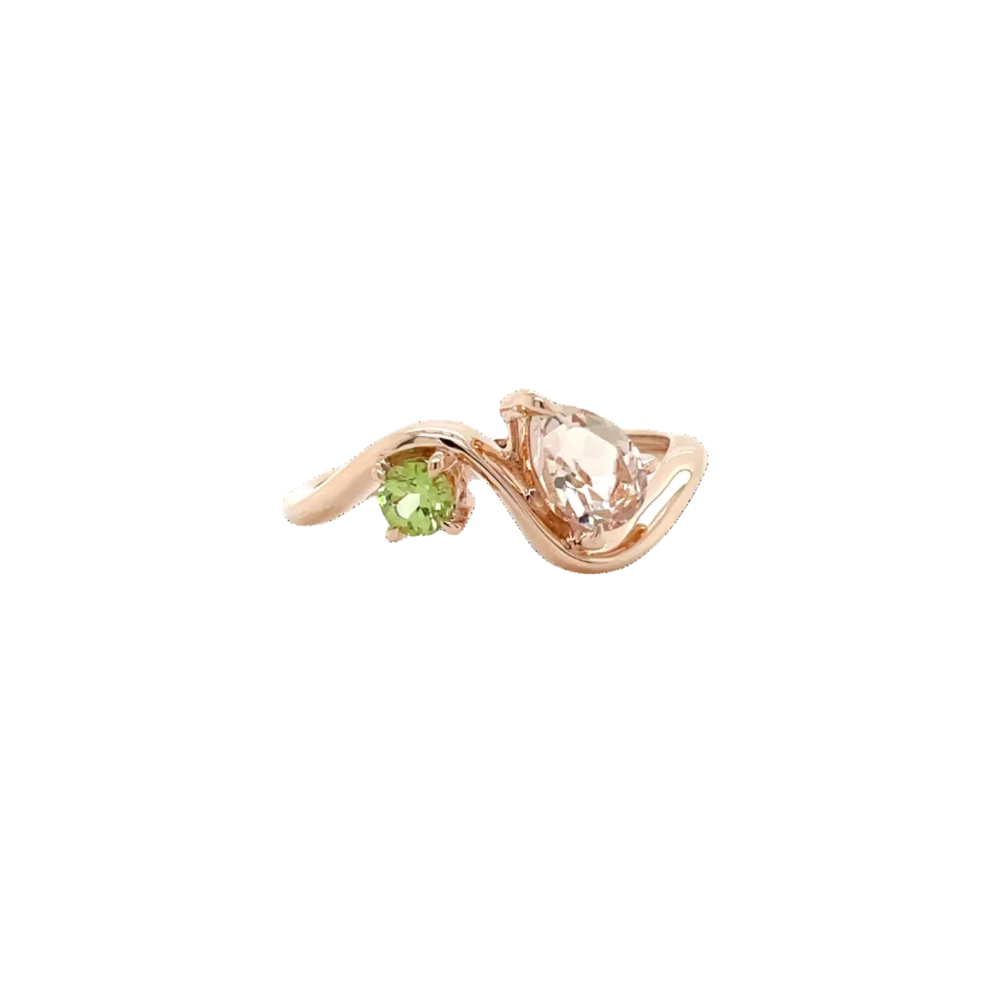 9ct Rose Gold Morganite and Peridot Dress Ring