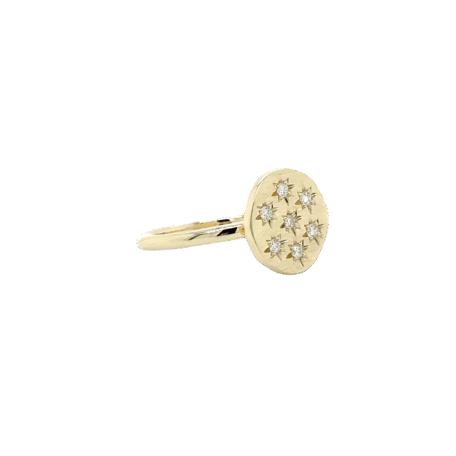 9ct Yellow Gold Lab Grown Diamond Brushed Disc Design Ring
