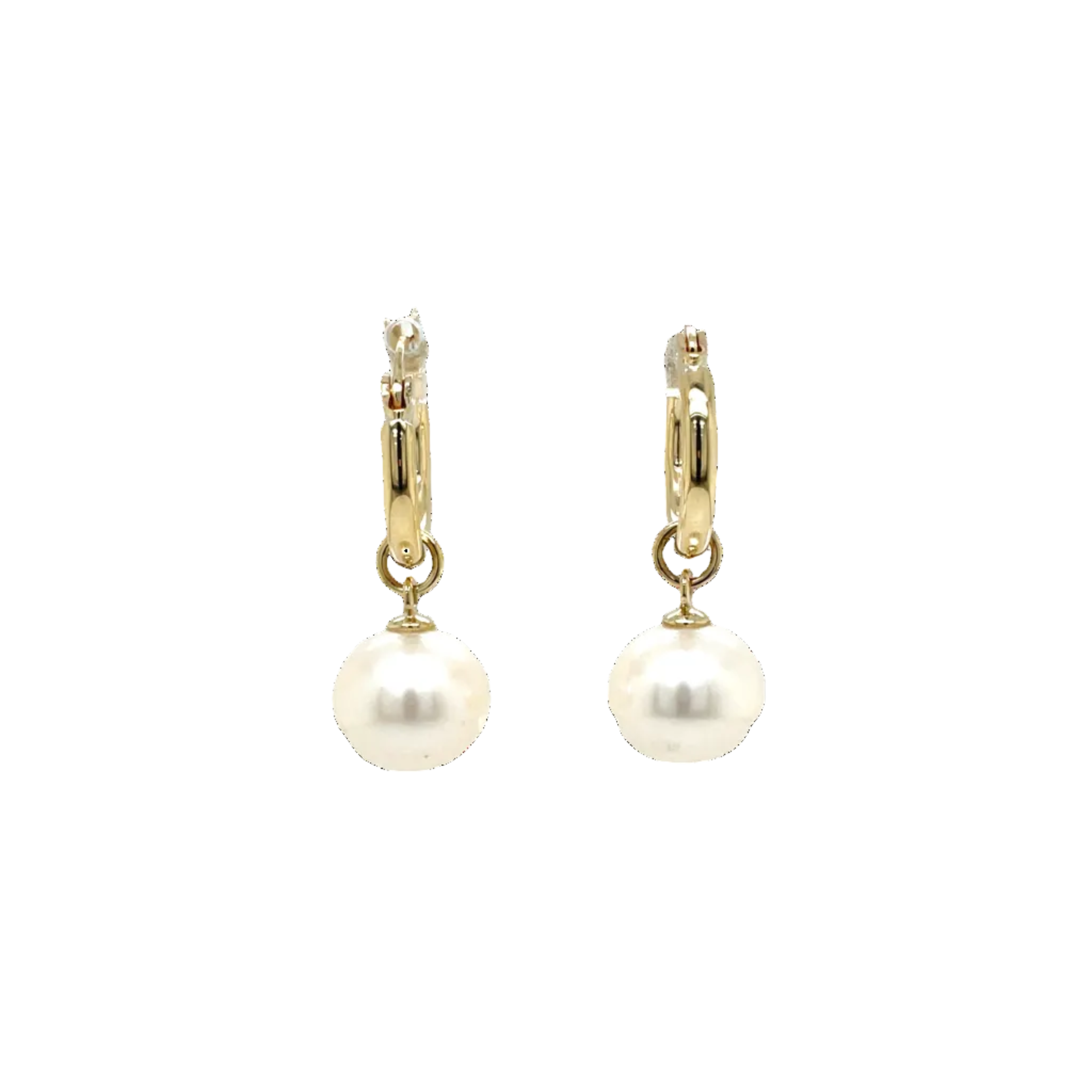 9ct Yellow Gold Freshwater Pearl Hoop Earrings