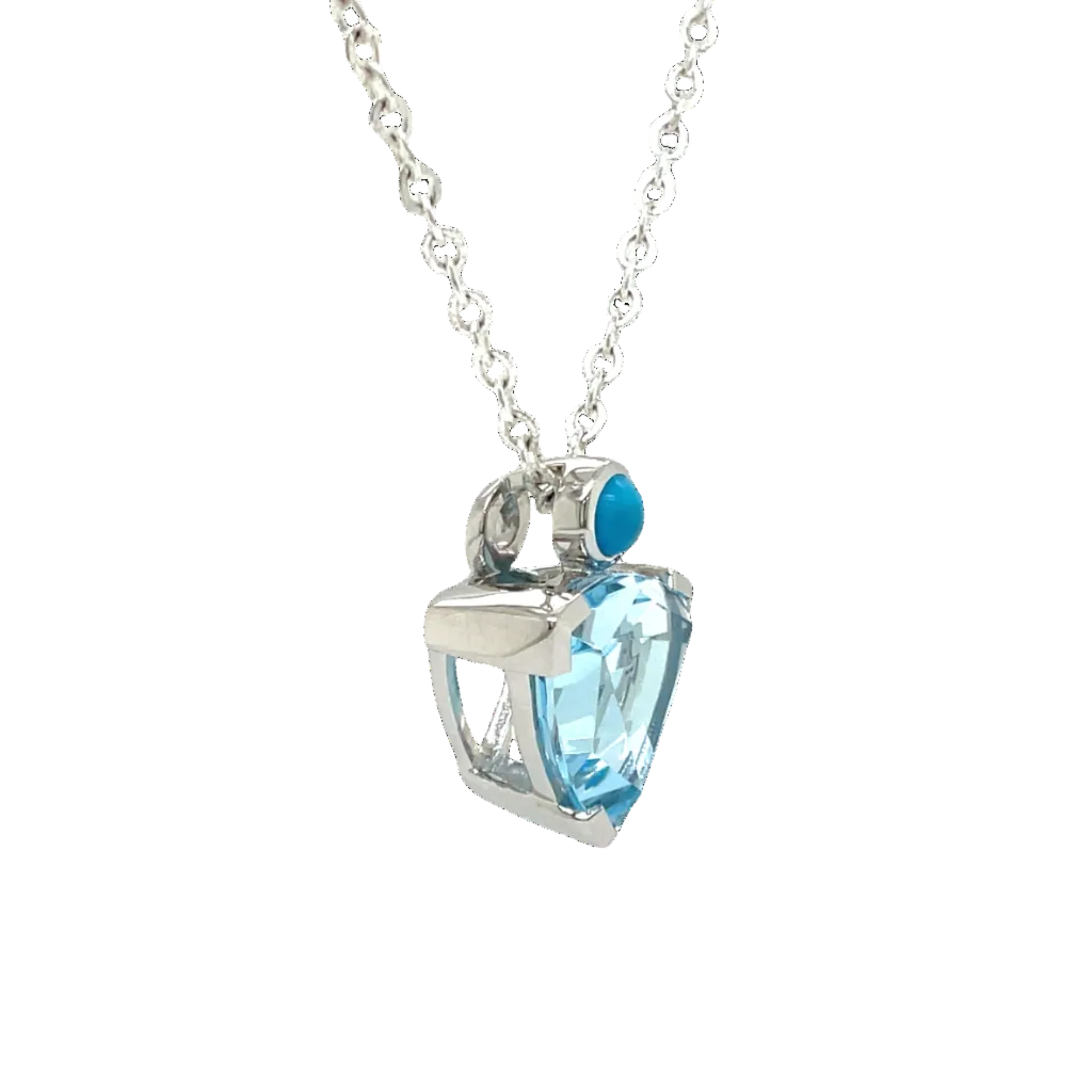 9ct White Gold Blue Topaz and Turquoise Pendant