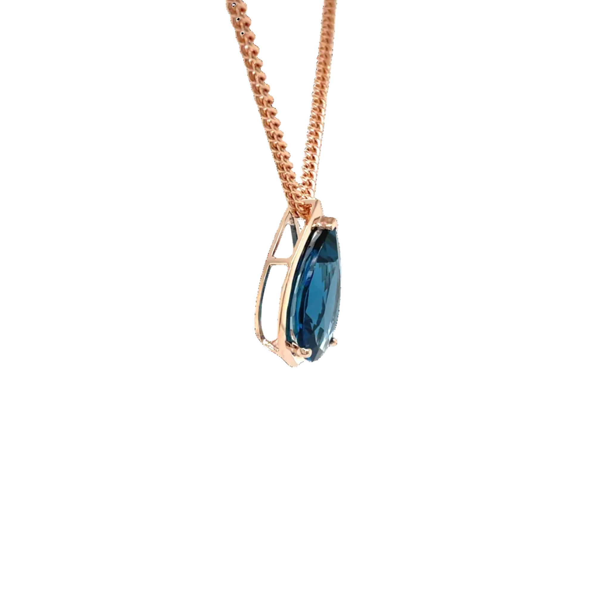 9ct Rose Gold Pear London Blue Topaz Pendant