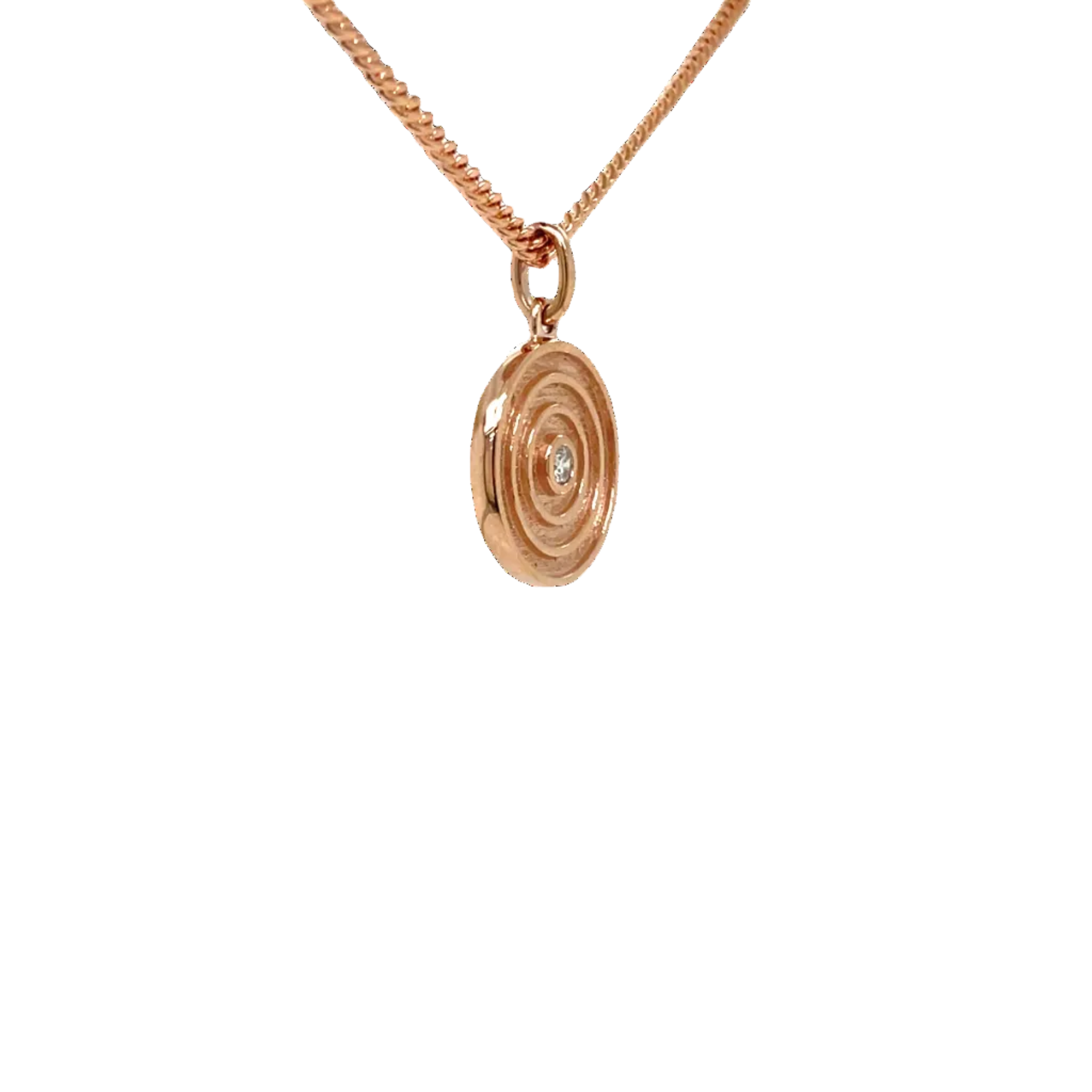 9ct Rose Gold Natural Diamond Satin Finish Circle Pendant