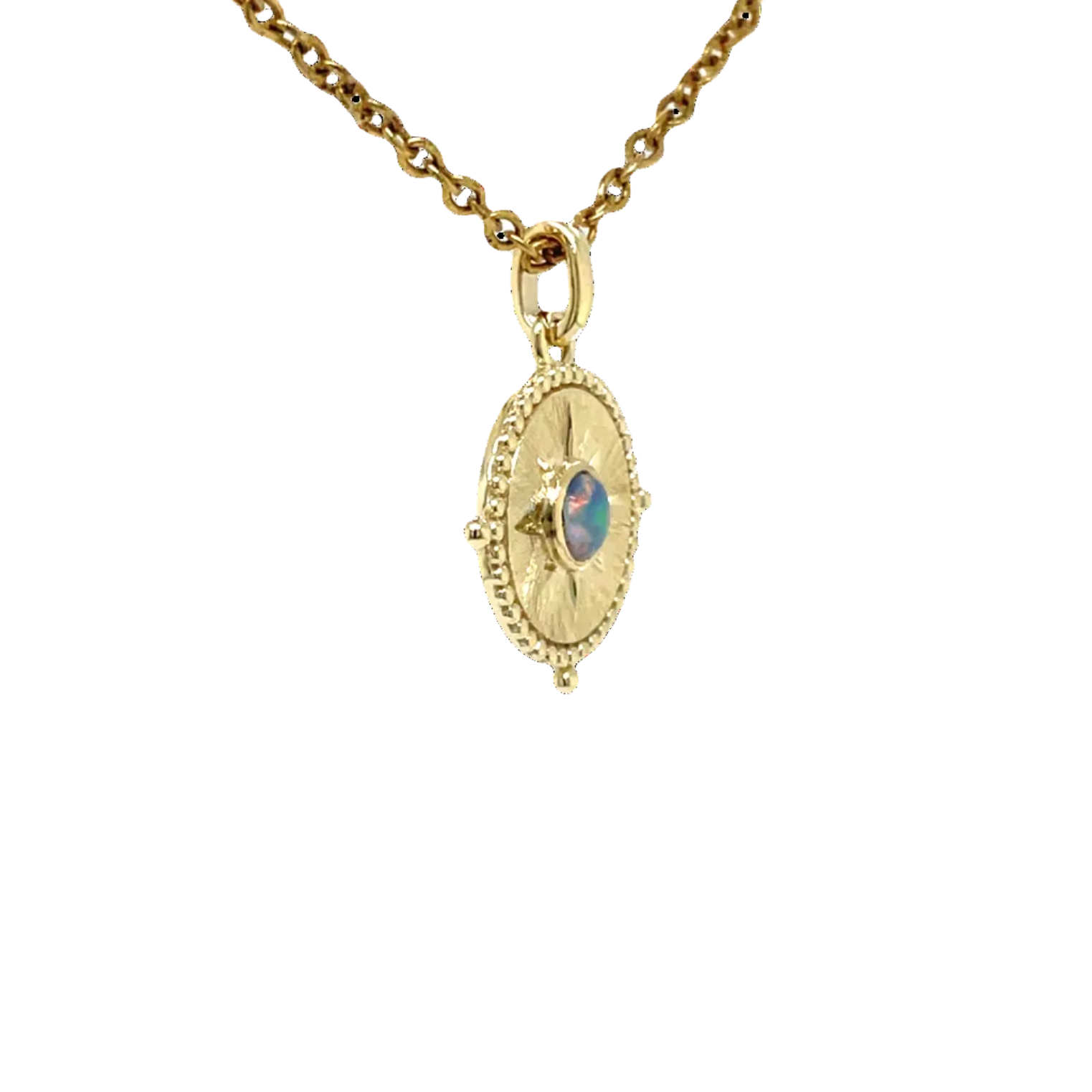 9ct Yellow Gold Opal Disc Pendant