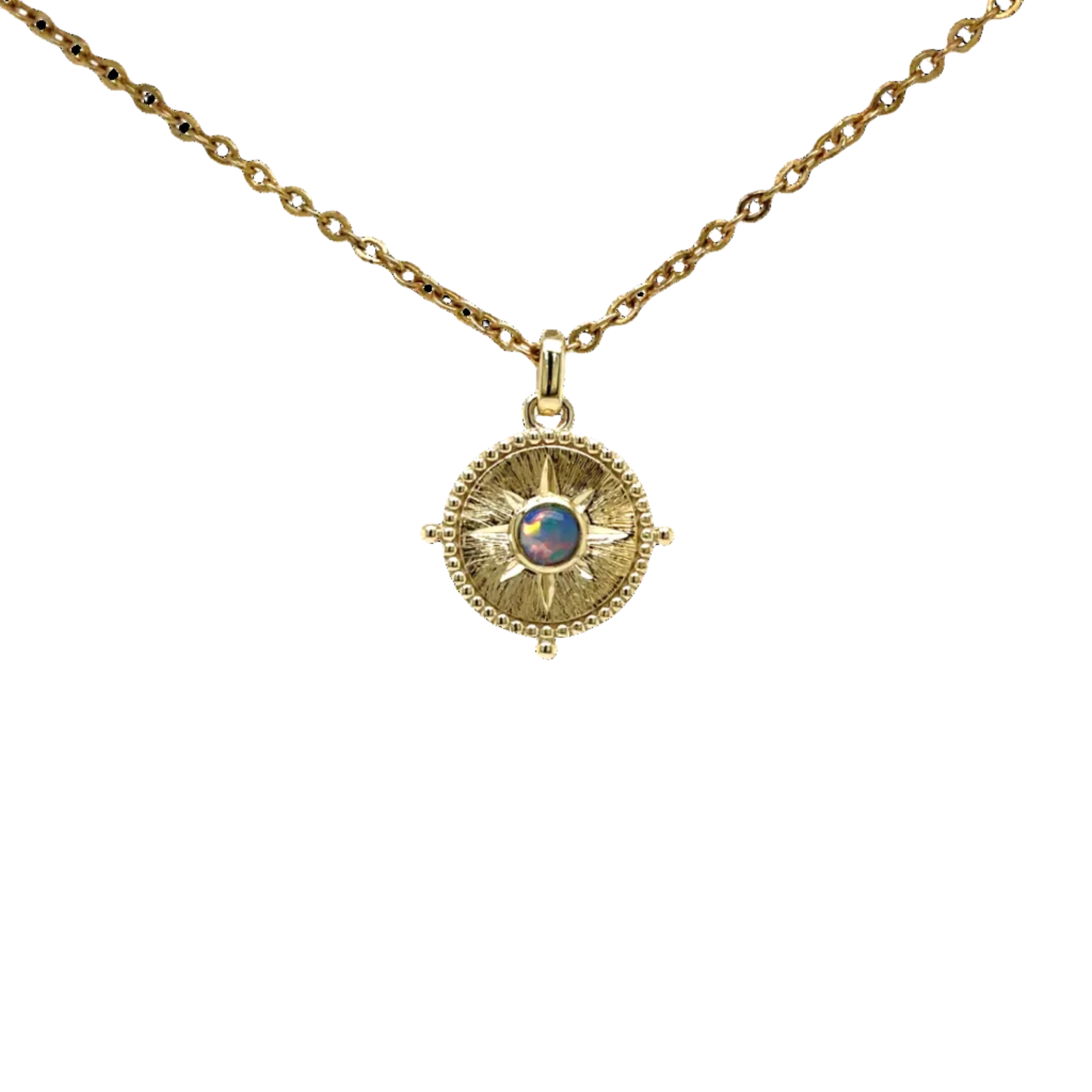 9ct Yellow Gold Opal Disc Pendant