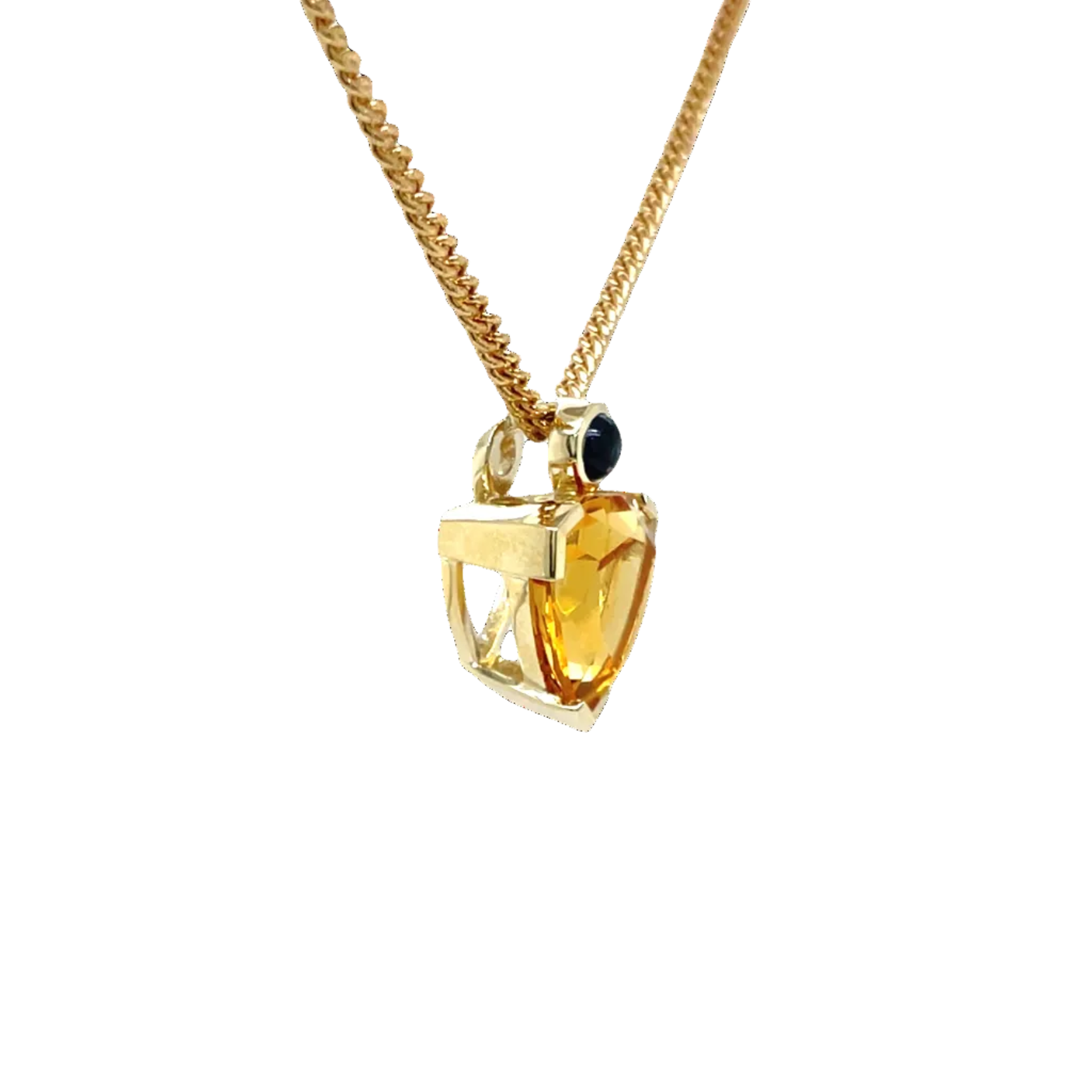 9ct Yellow Gold Citrine and Sapphire Pendant