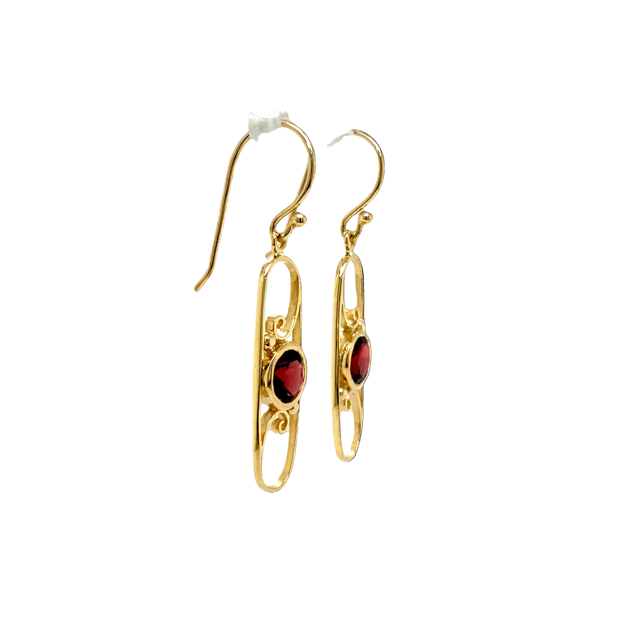 9ct Yellow Gold Art Deco Garnet Earrings