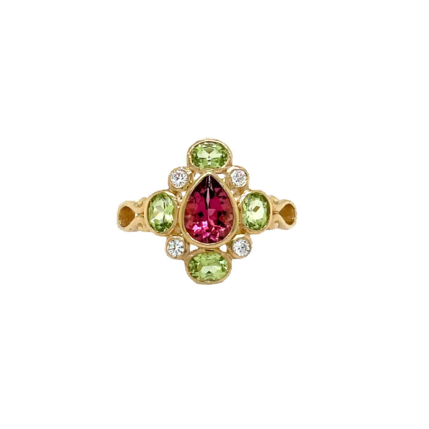 9ct Yellow Gold Multi-Coloured Cluster Dress Ring