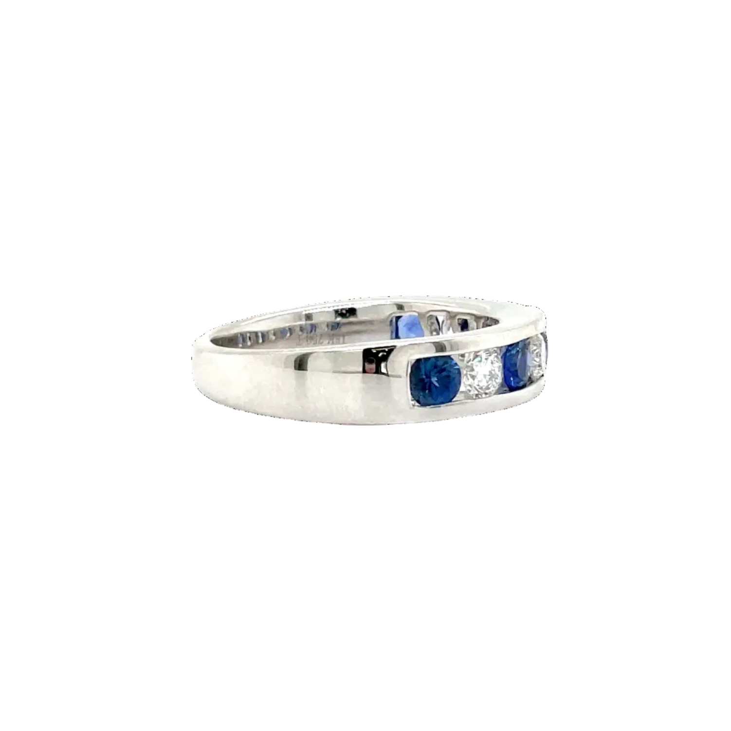 18ct White Gold Sapphire and Natural Diamond Band Ring