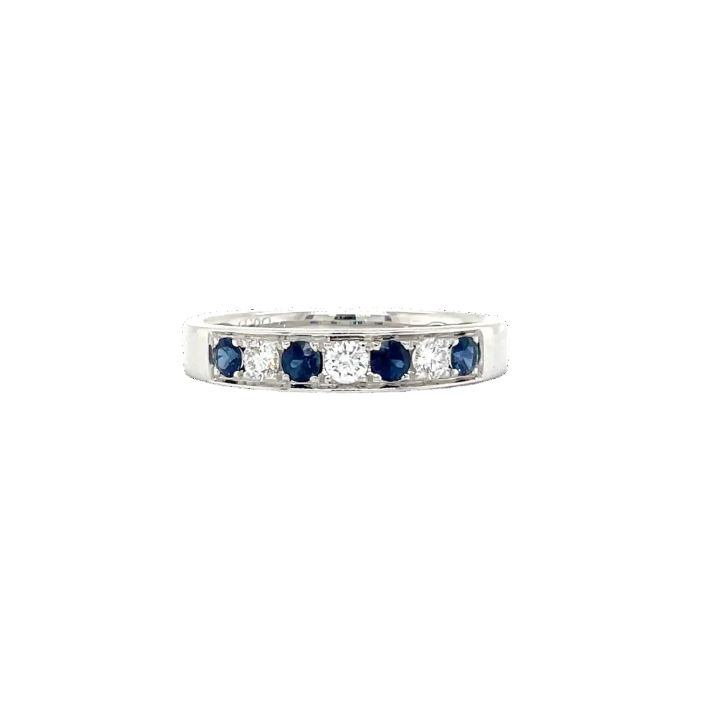 18ct White Gold Sapphire and Natural Diamond Band Ring