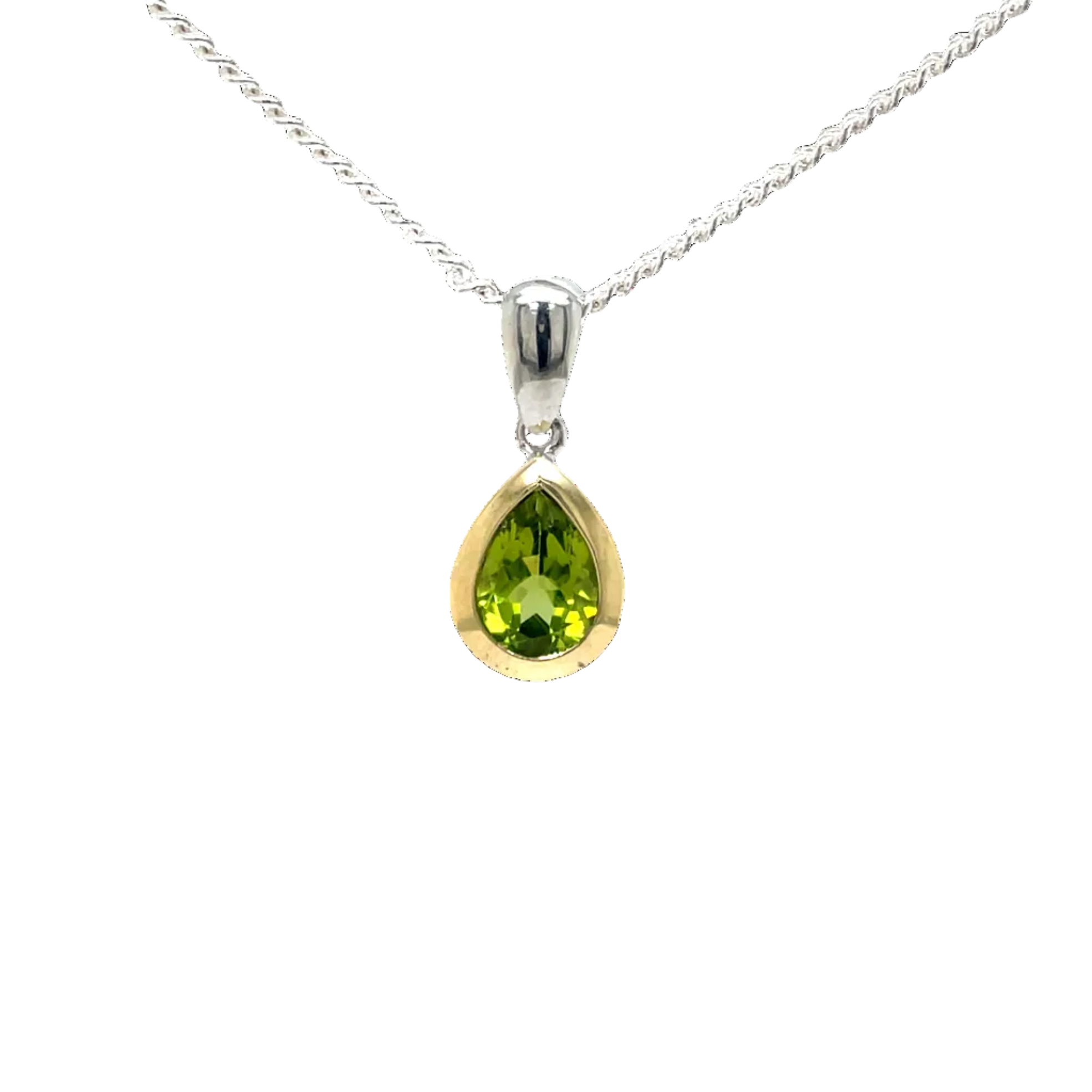 Two-Toned Pear Shape Peridot Pendant