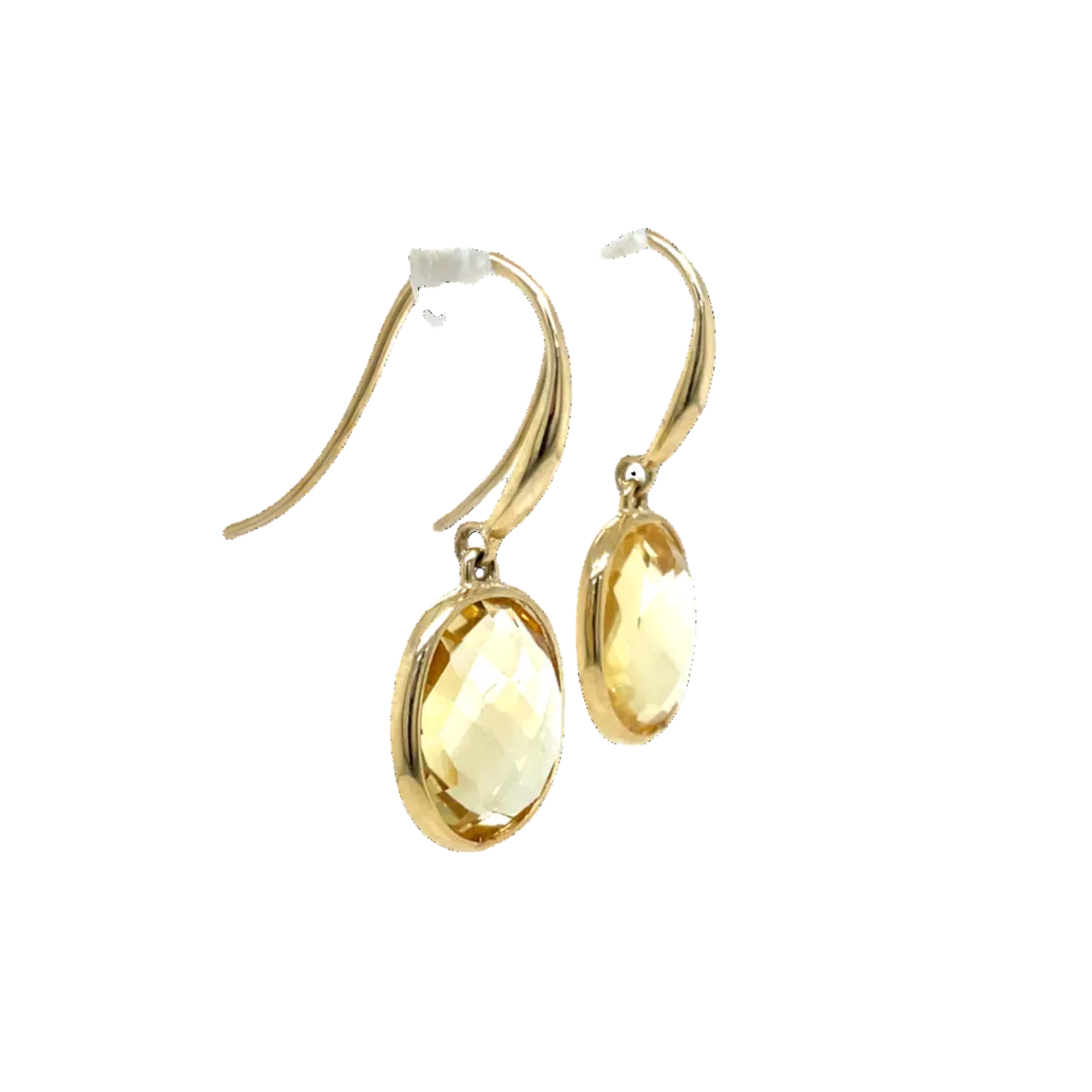 9ct Yellow Gold Checkerboard Cut Citrine Drop Earrings