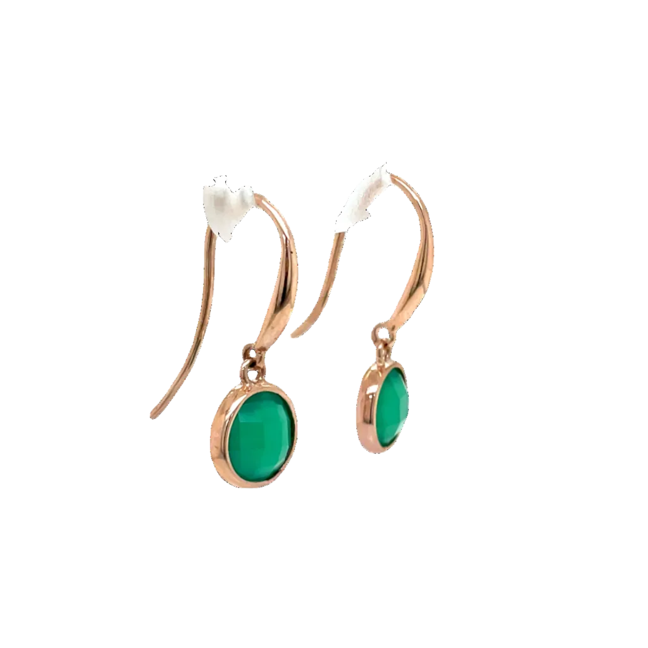 9ct Rose Gold Green Onyx Drop Earrings